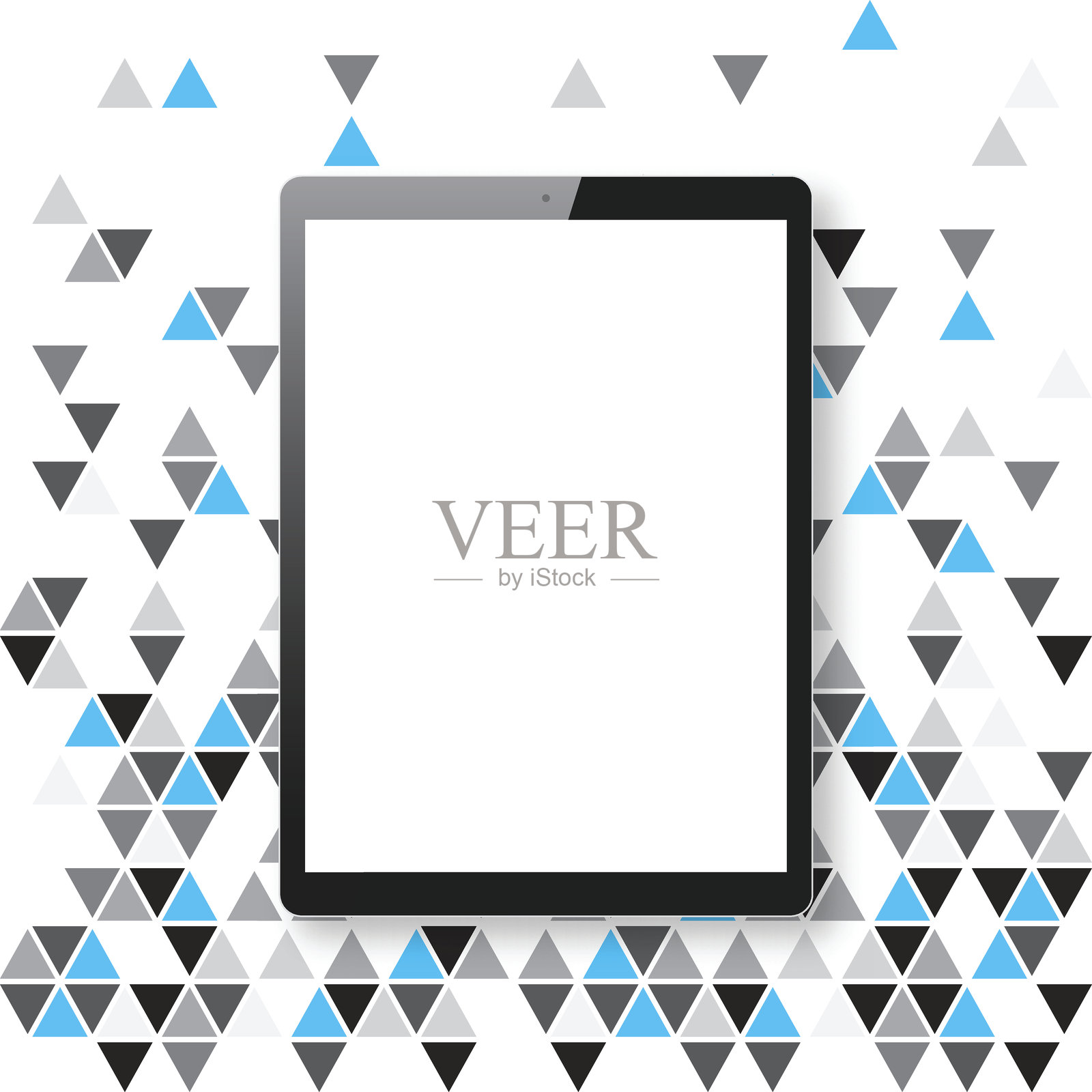 抽象几何背景上隔离的平板电脑——平板电脑模版插画图片素材