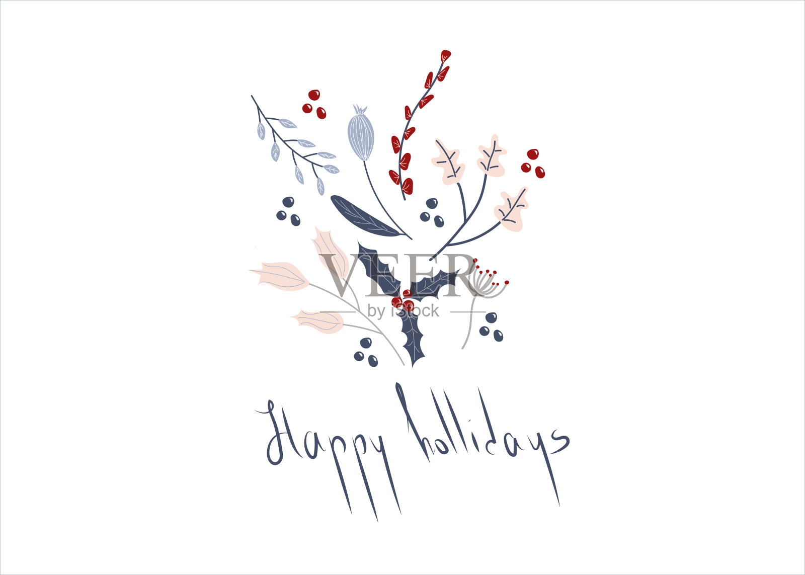 斯堪的纳维亚风格的圣诞贺卡插画图片素材