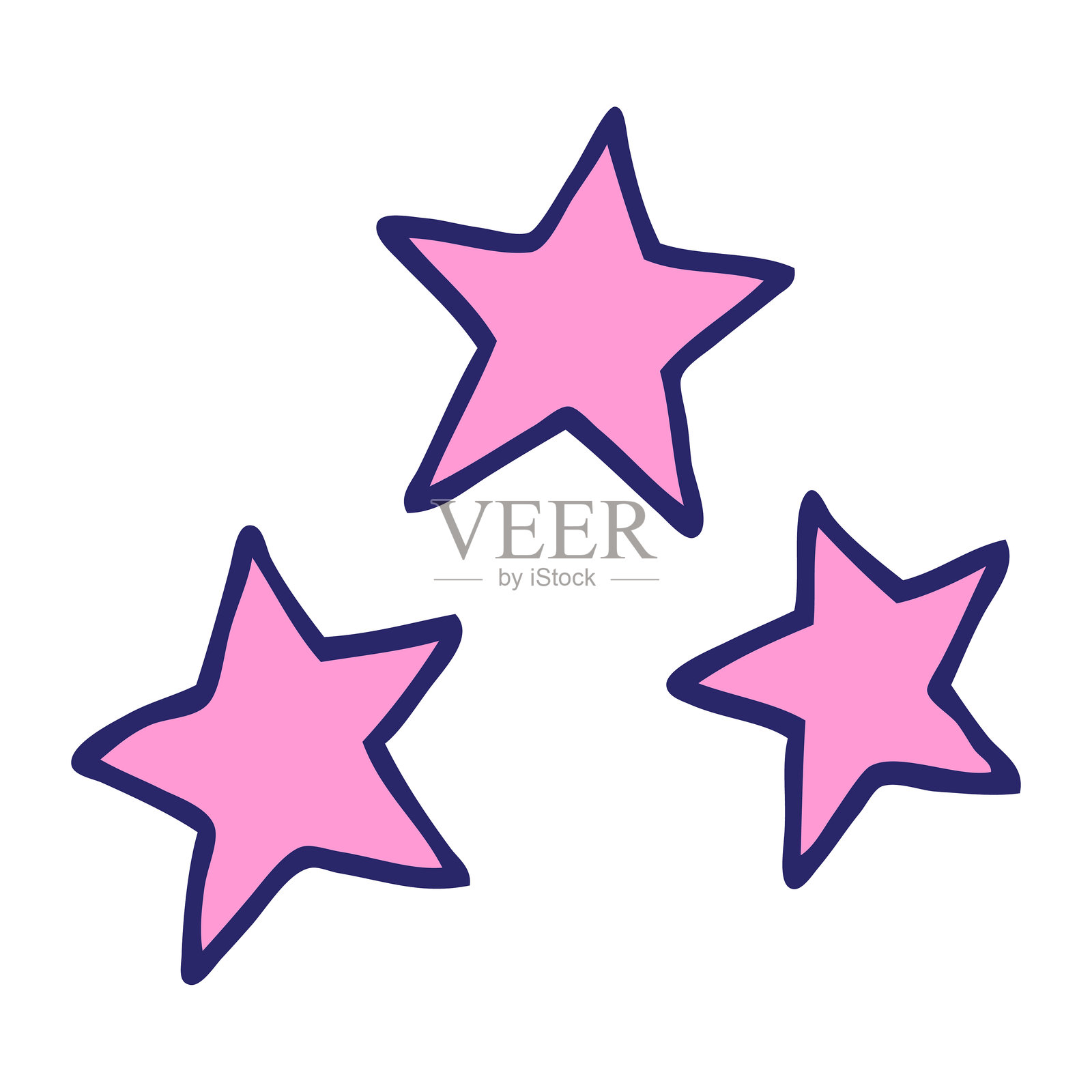 明亮霓虹色的卡通星星插画图片素材