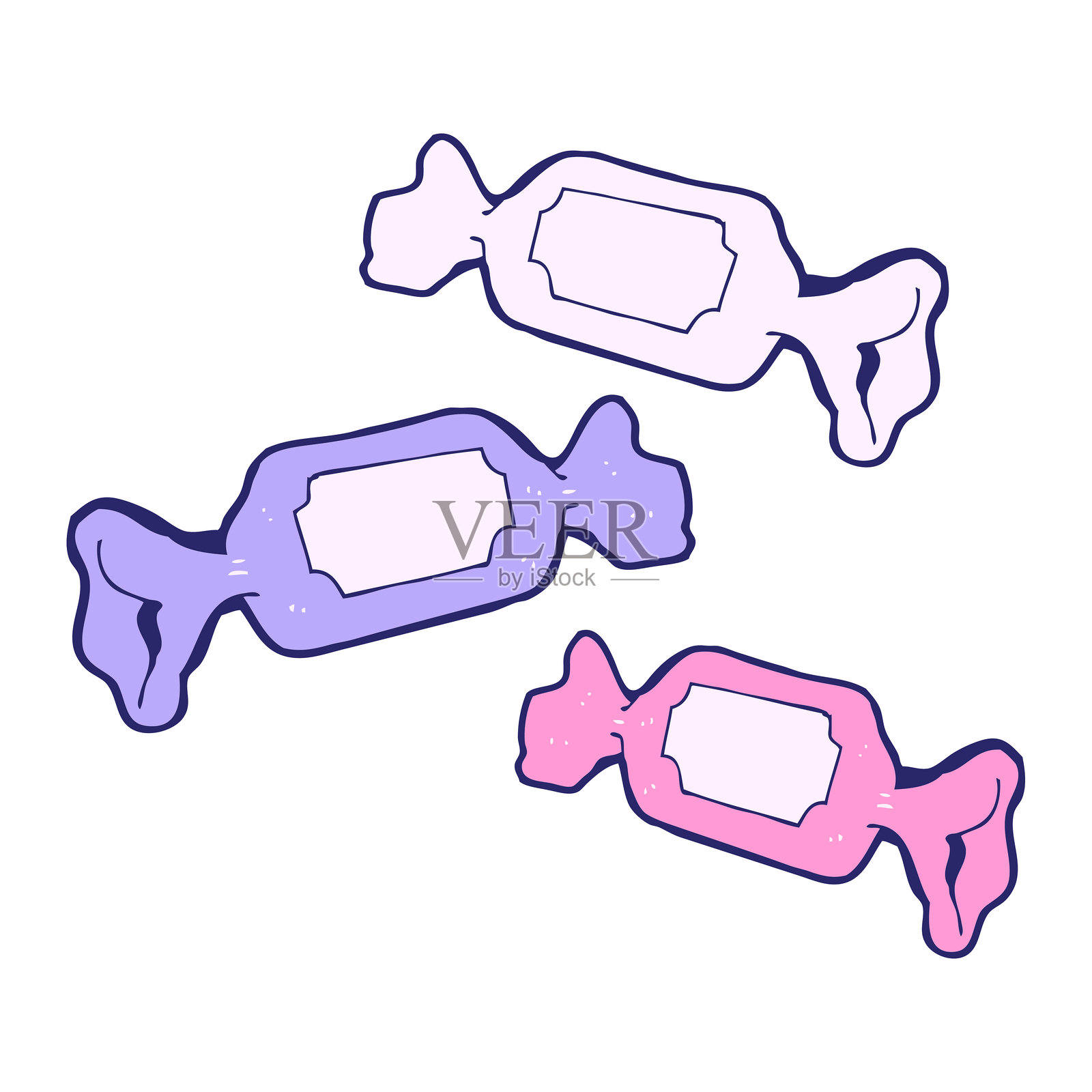 明亮霓虹色的卡通包裹糖果插画图片素材