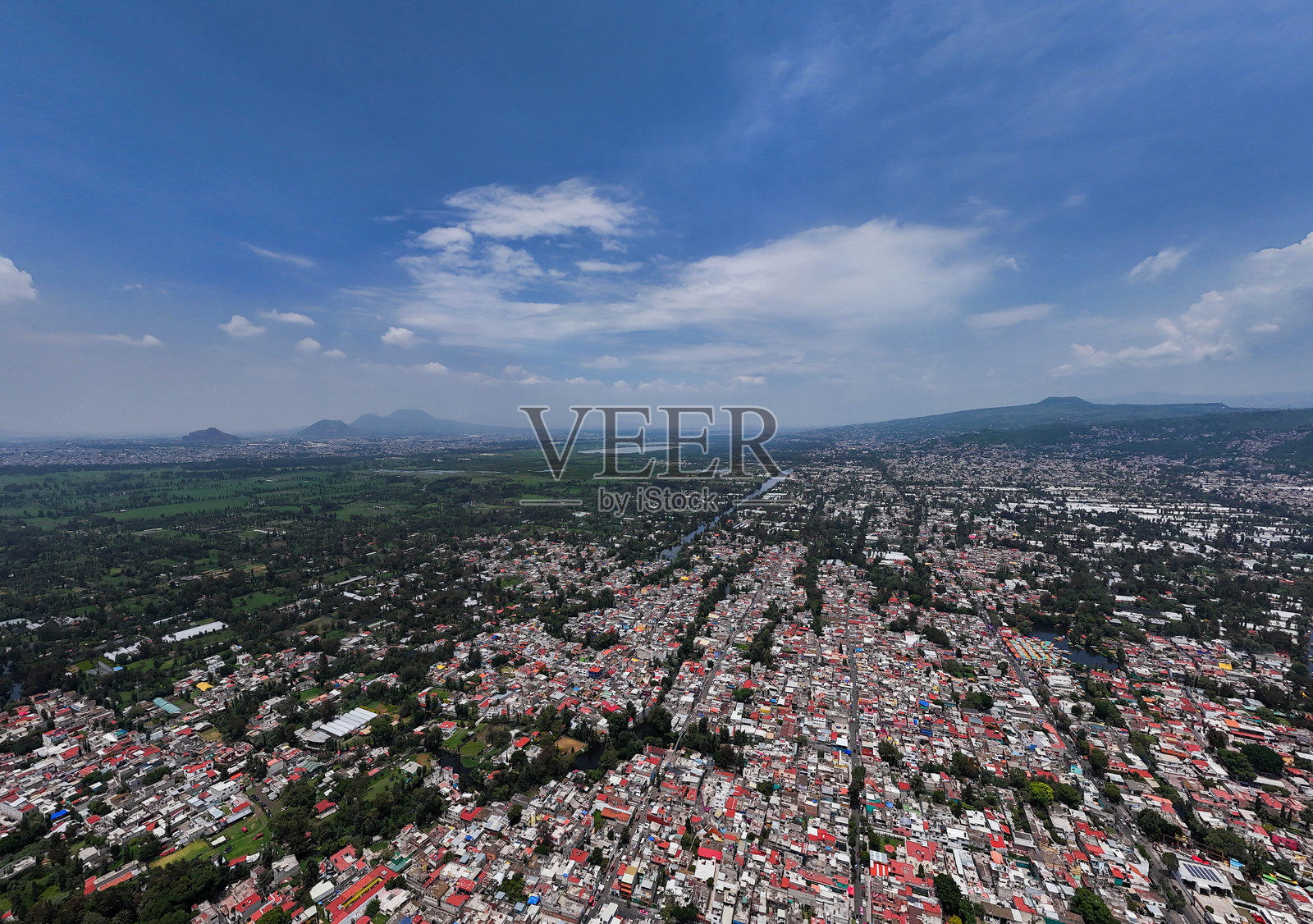 墨西哥城的联合国教科文组织世界遗产索奇米尔科,航拍摄影照片摄影图片