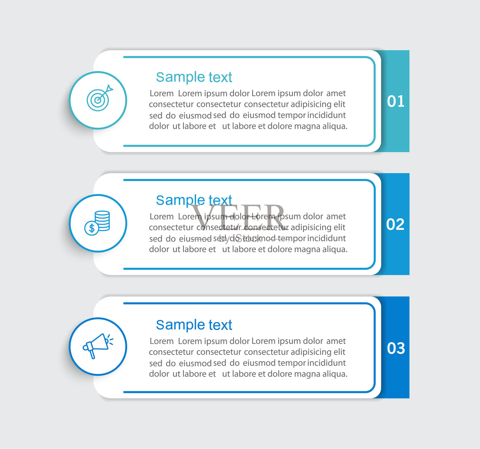 商业信息图表模板,包含三个选项或步骤插画图片素材