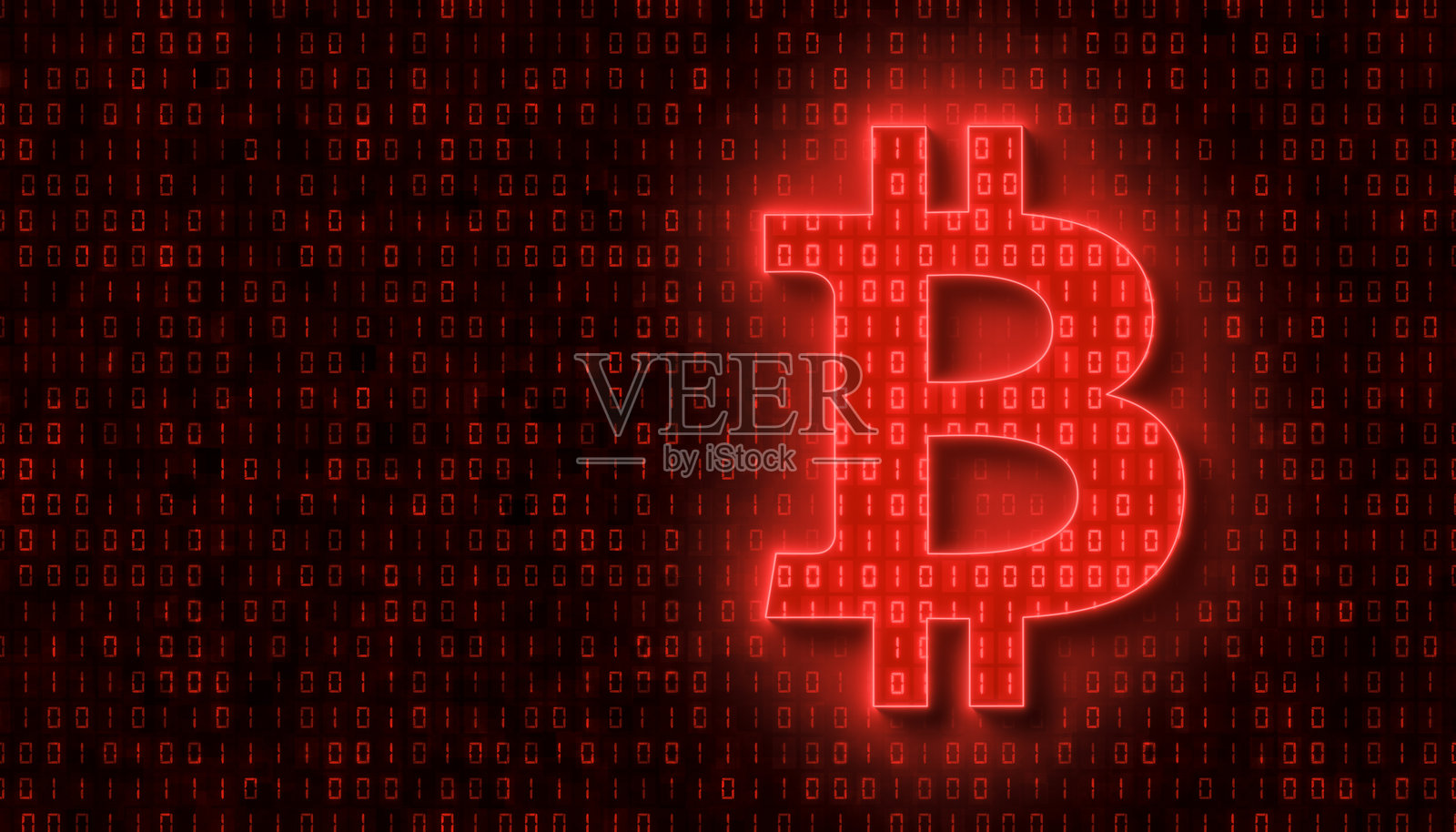 红色比特币标志的插图。照片摄影图片