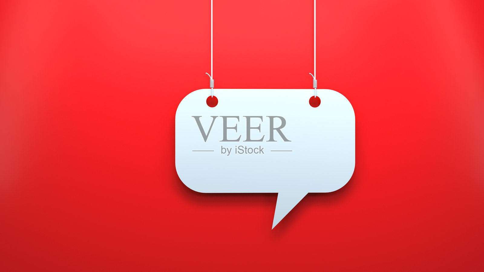 红色背景上的悬挂空白对话气泡,沟通概念照片摄影图片