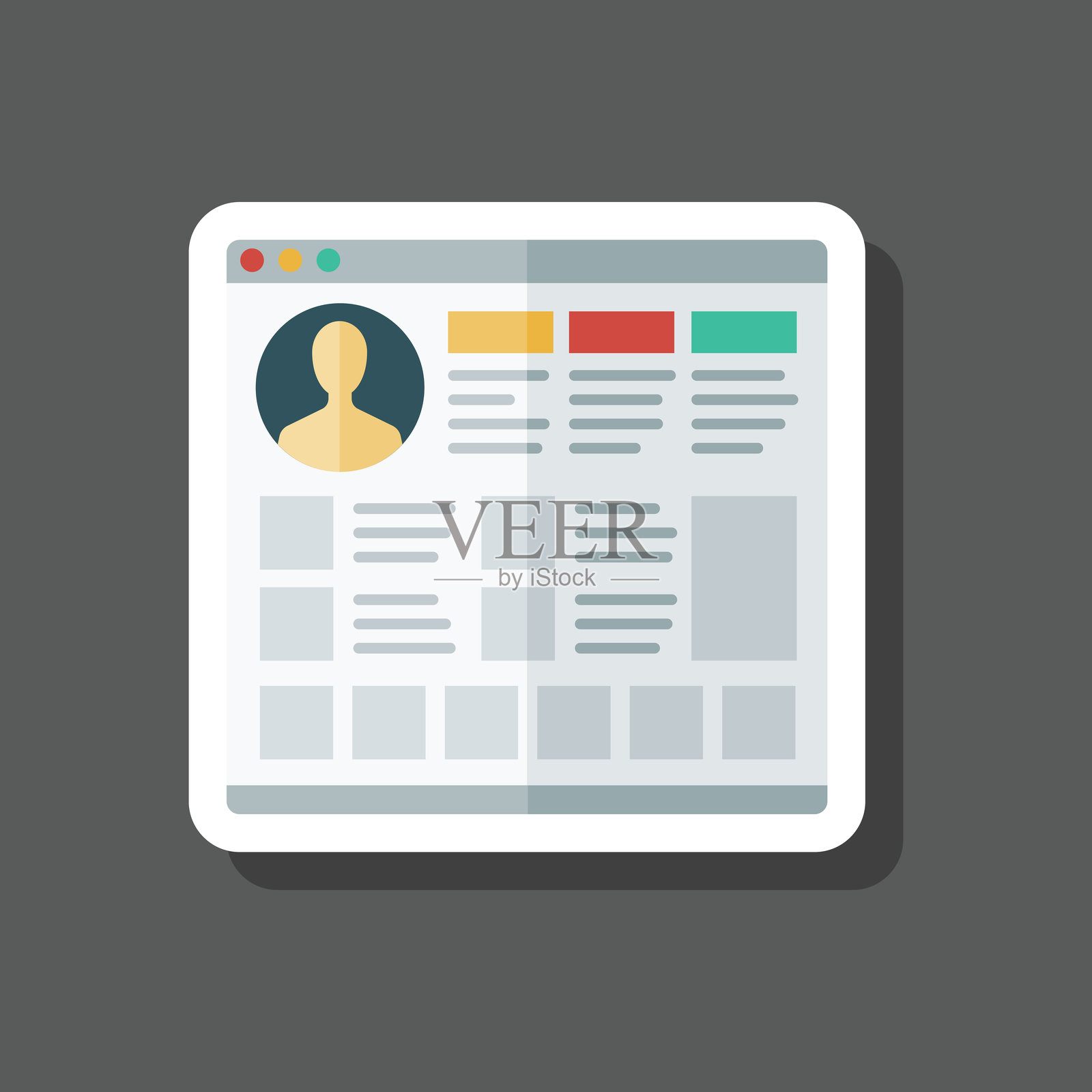 社交媒体个人资料页面贴纸图标插画图片素材