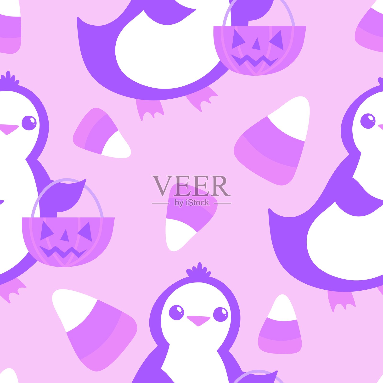 万圣节动物无缝图案,适用于面料、纺织品和包装插画图片素材