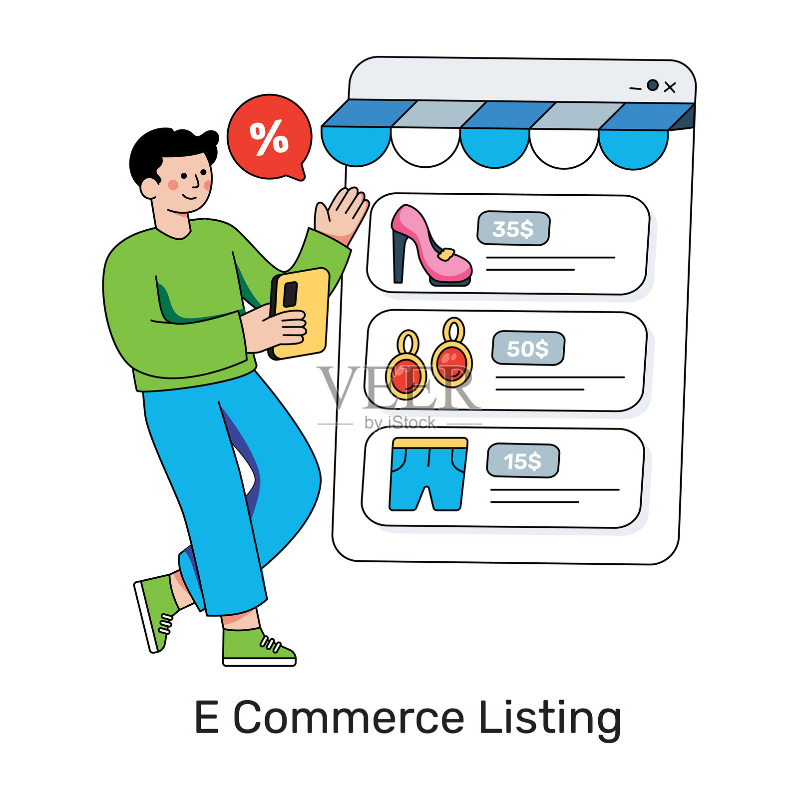 在线购物产品的高端设计插图插画图片素材