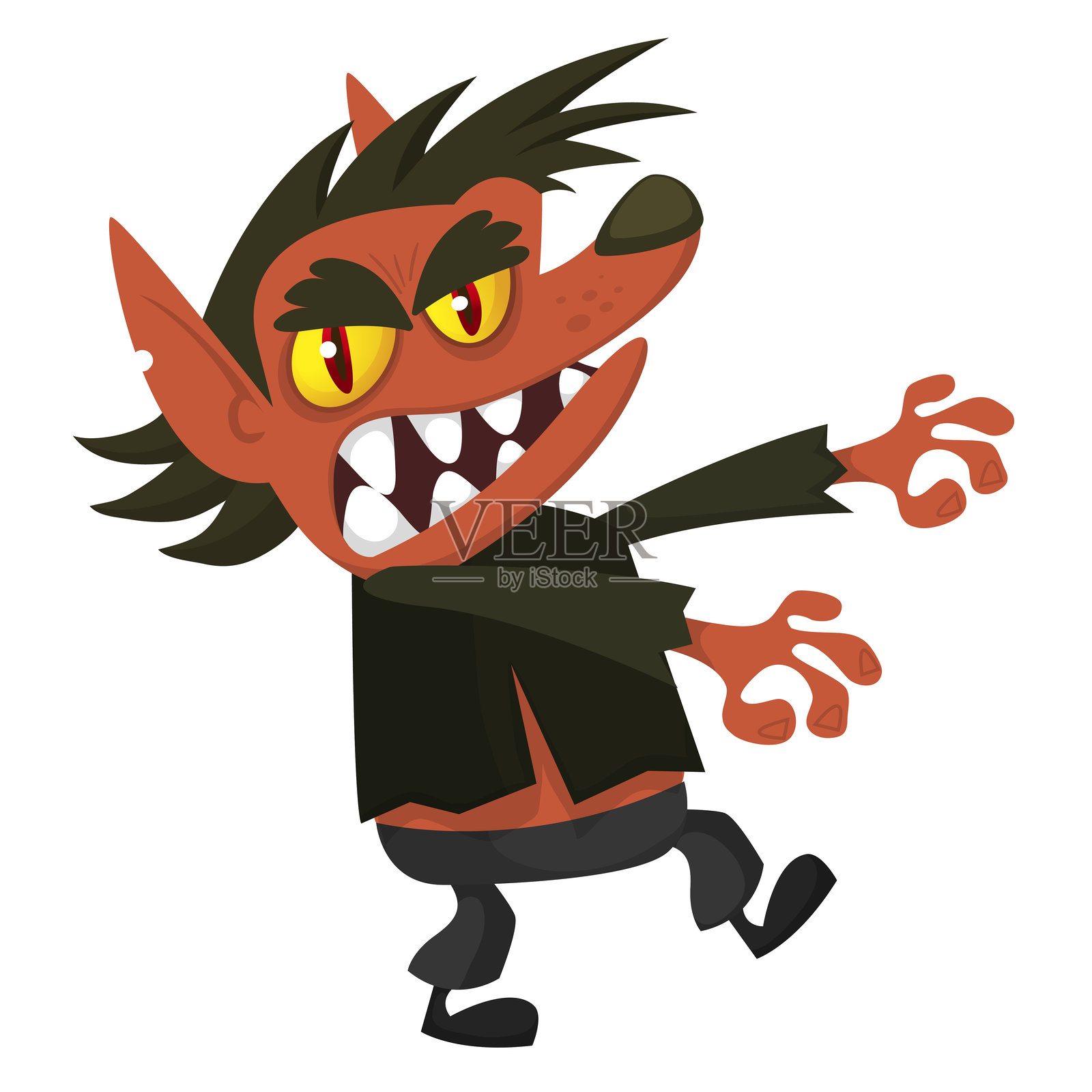万圣节设计的搞笑卡通狼人角色。矢量图,独立图形。插画图片素材