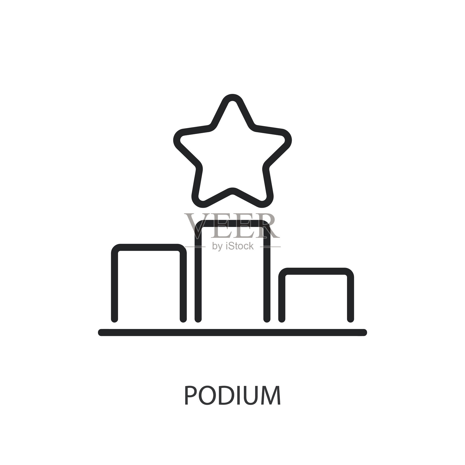 领奖台细线矢量图标。插画图片素材