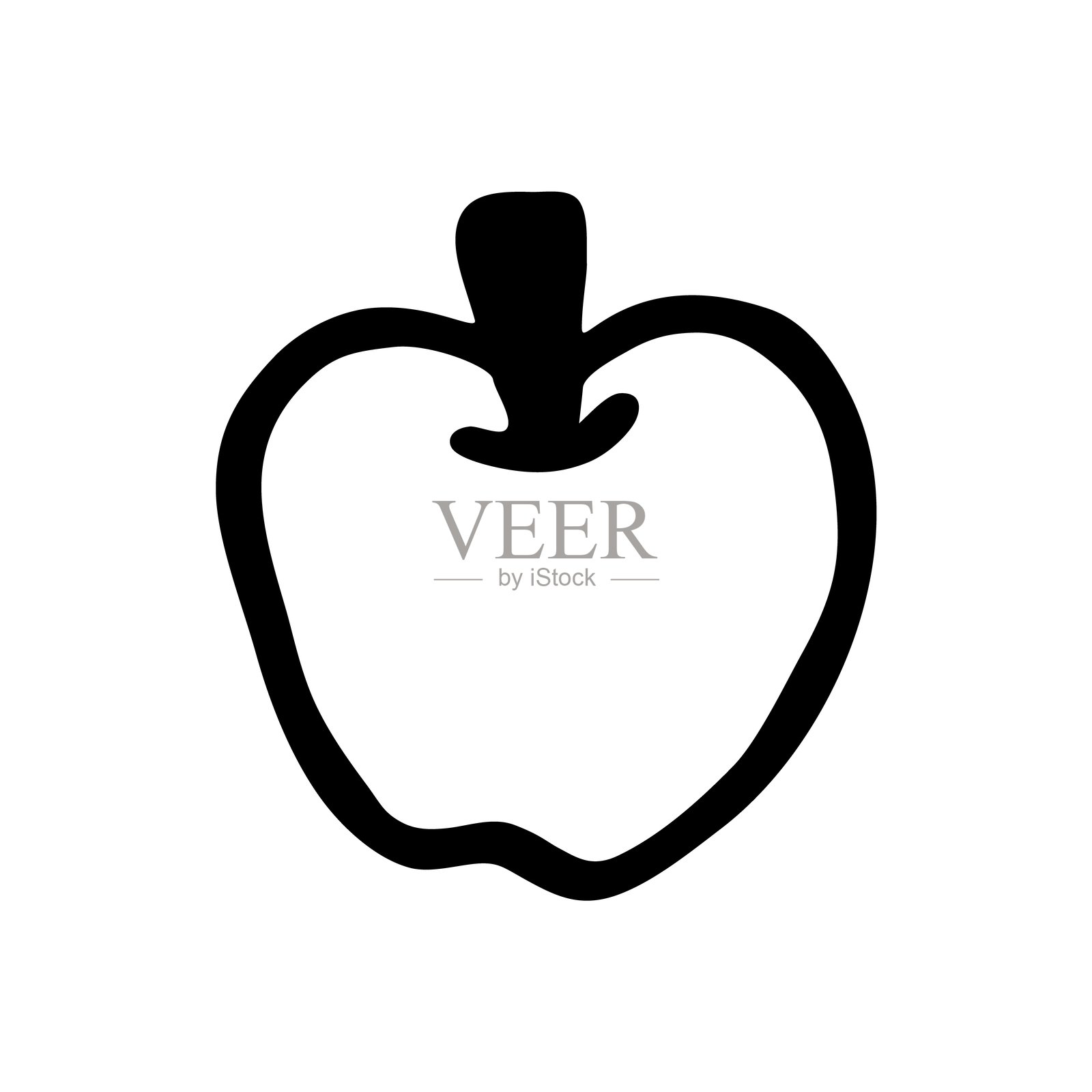 手绘风格的黑色线条苹果涂鸦图标插画图片素材