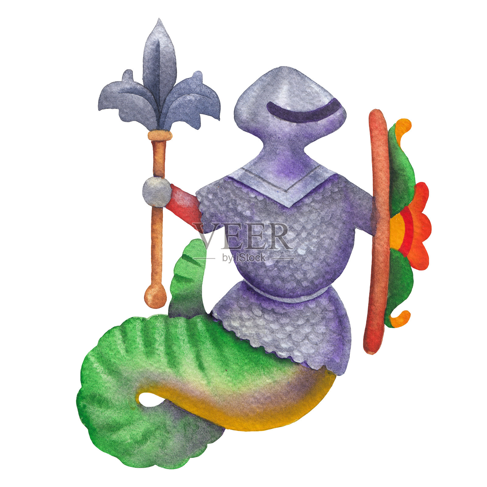 水彩插图中的奇幻中世纪猫头鹰插画图片素材