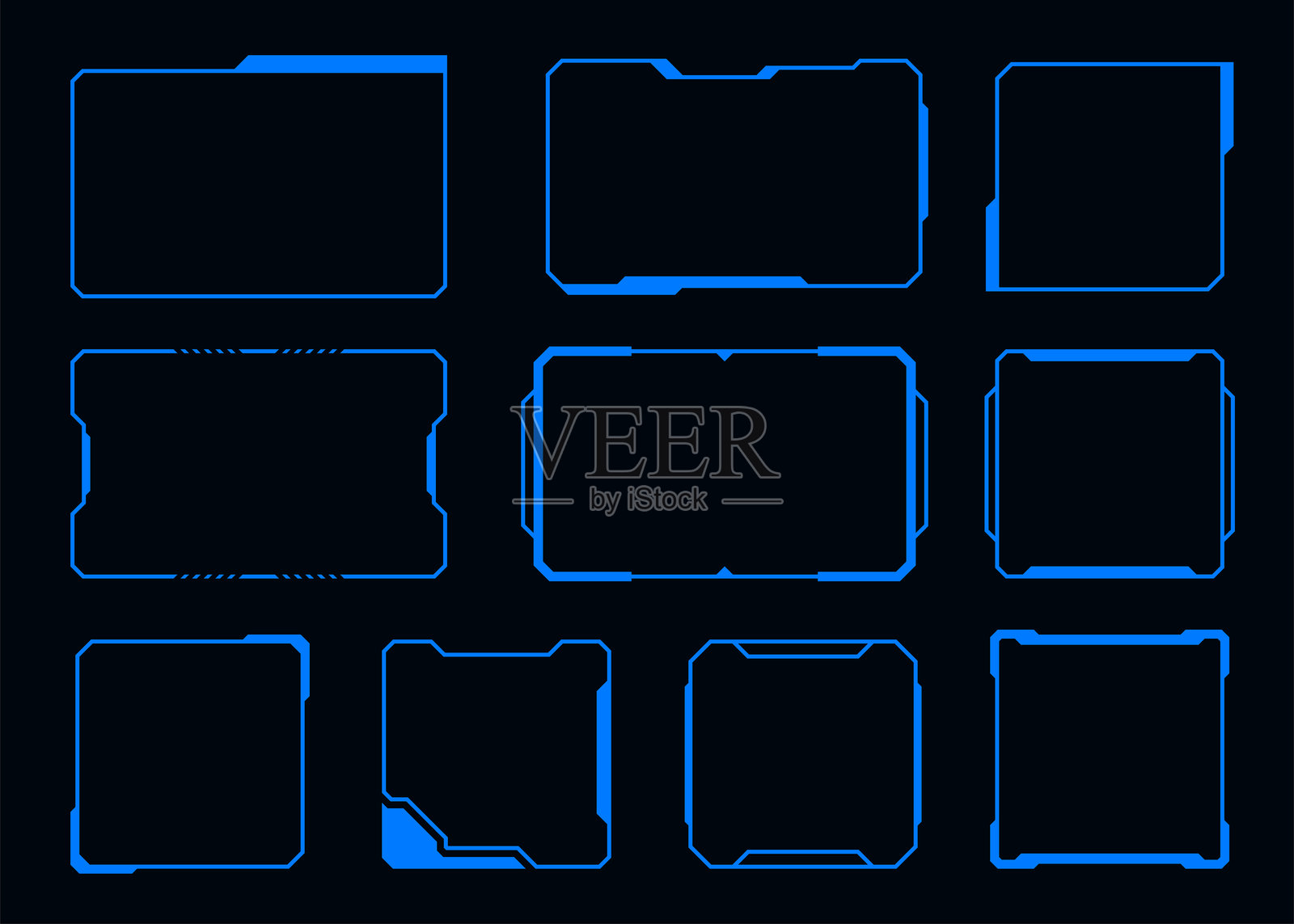 框架技术界面HUD设计元素插画图片素材