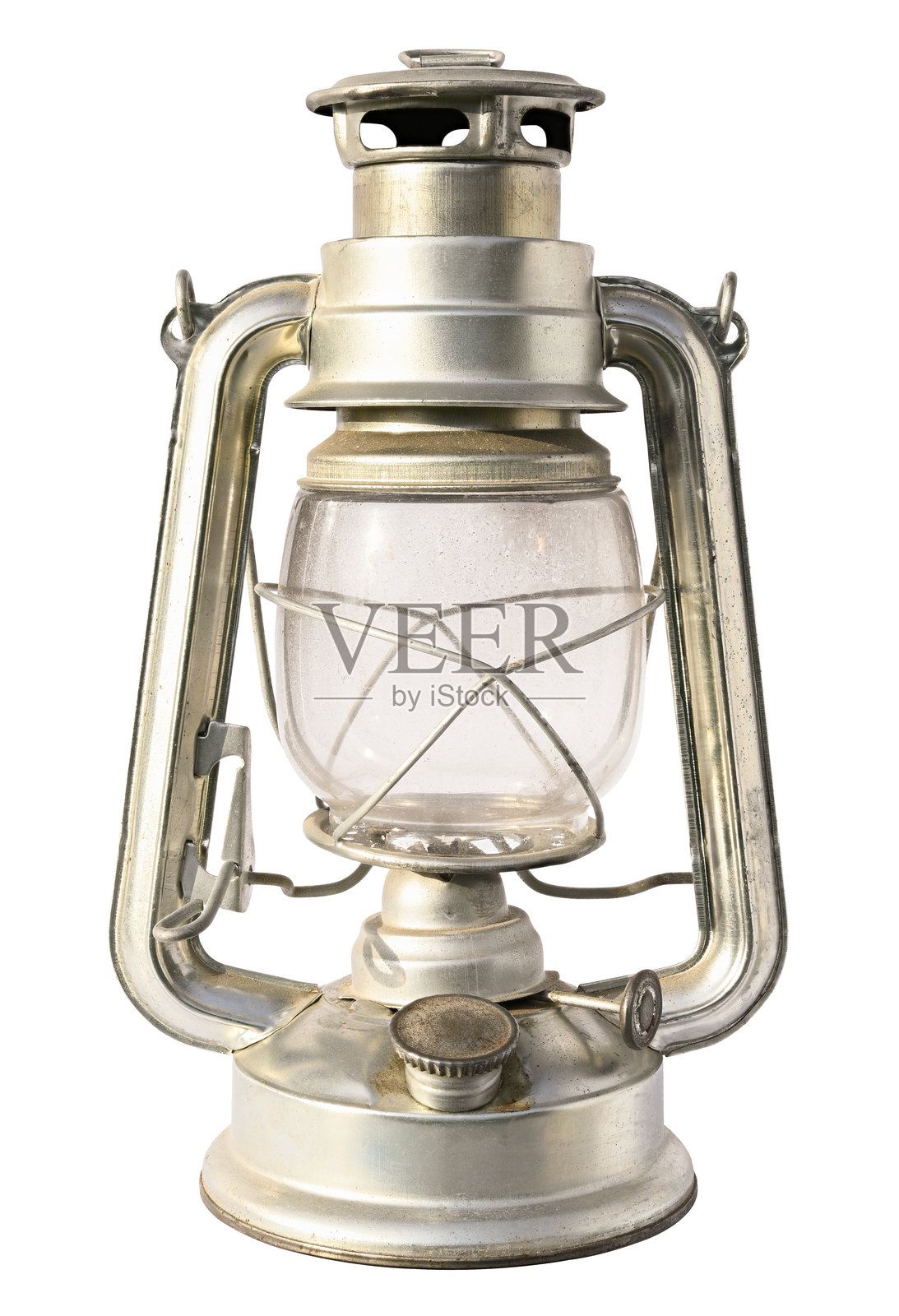 孤立在白色背景上的古董煤油灯。照片摄影图片
