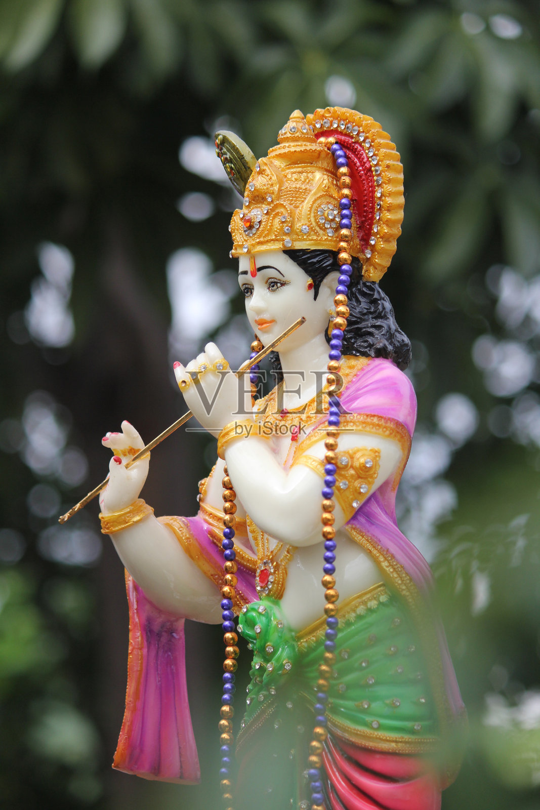 克里希纳神像特写镜头照片摄影图片