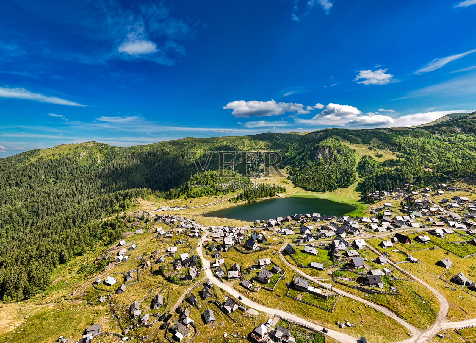 普罗科斯科湖全景 - 夏季无人机照片照片摄影图片
