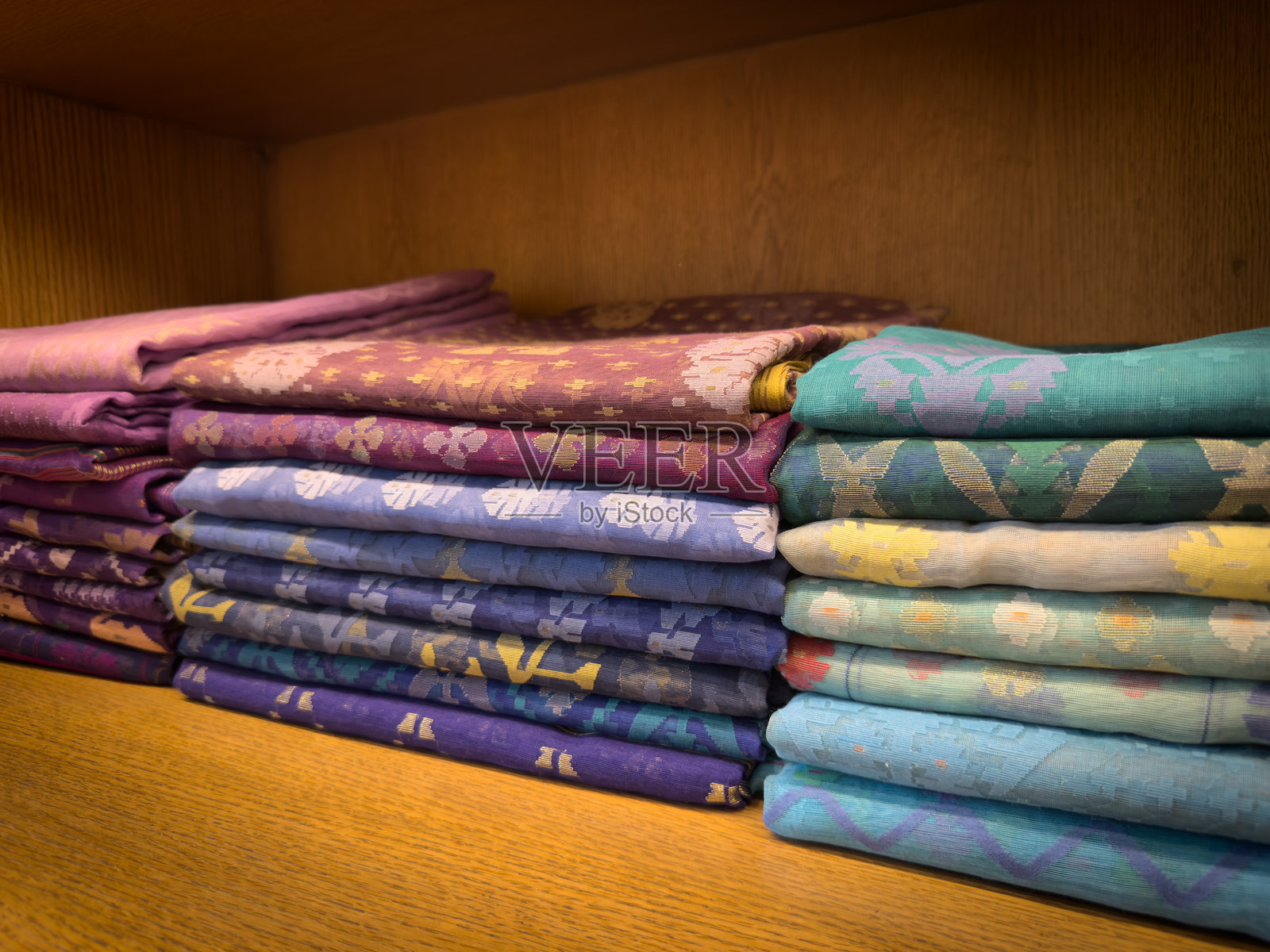 精美的贾姆达尼纱丽图案特写照片摄影图片