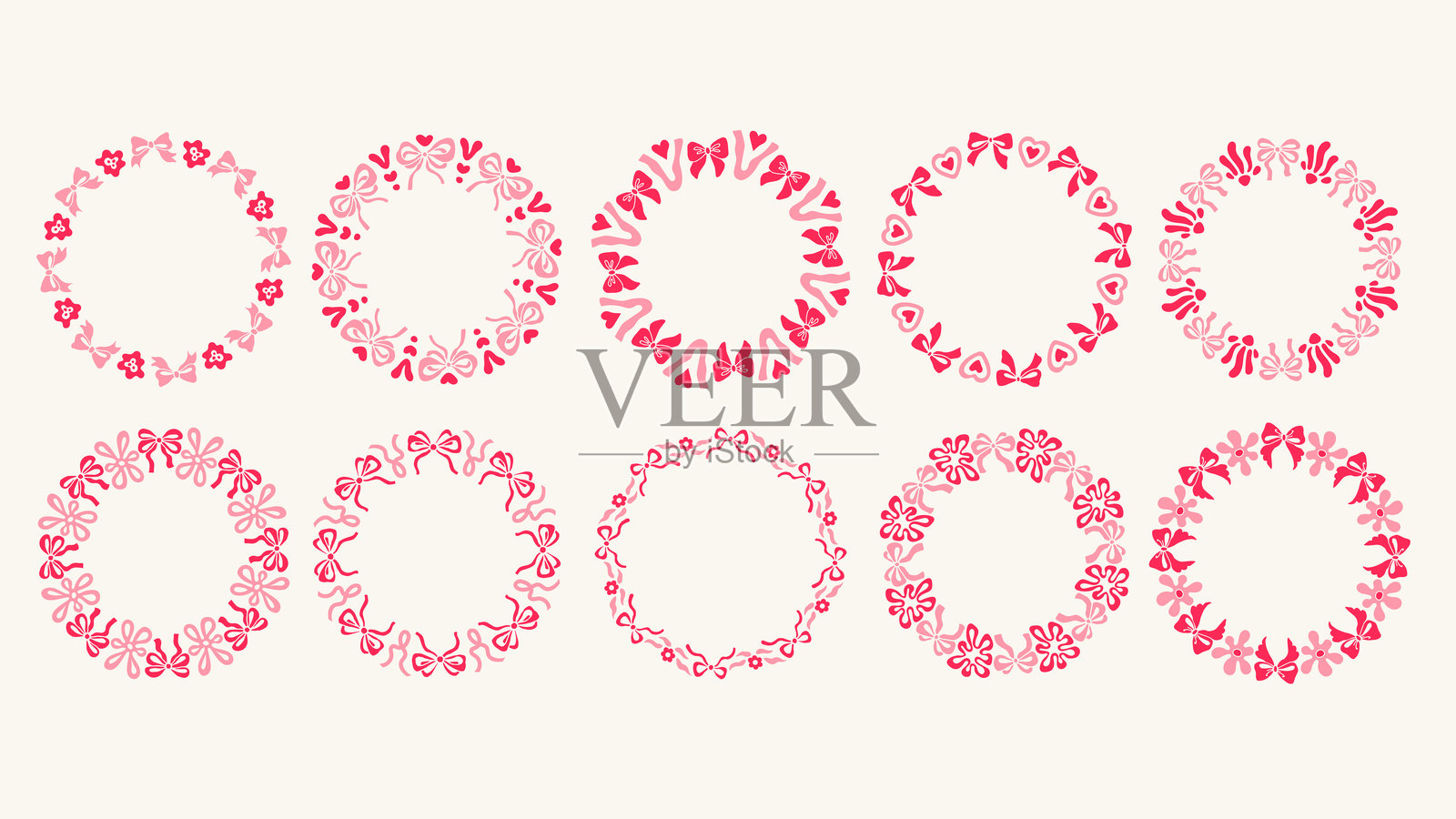 调皮的蝴蝶结框架套装插画图片素材