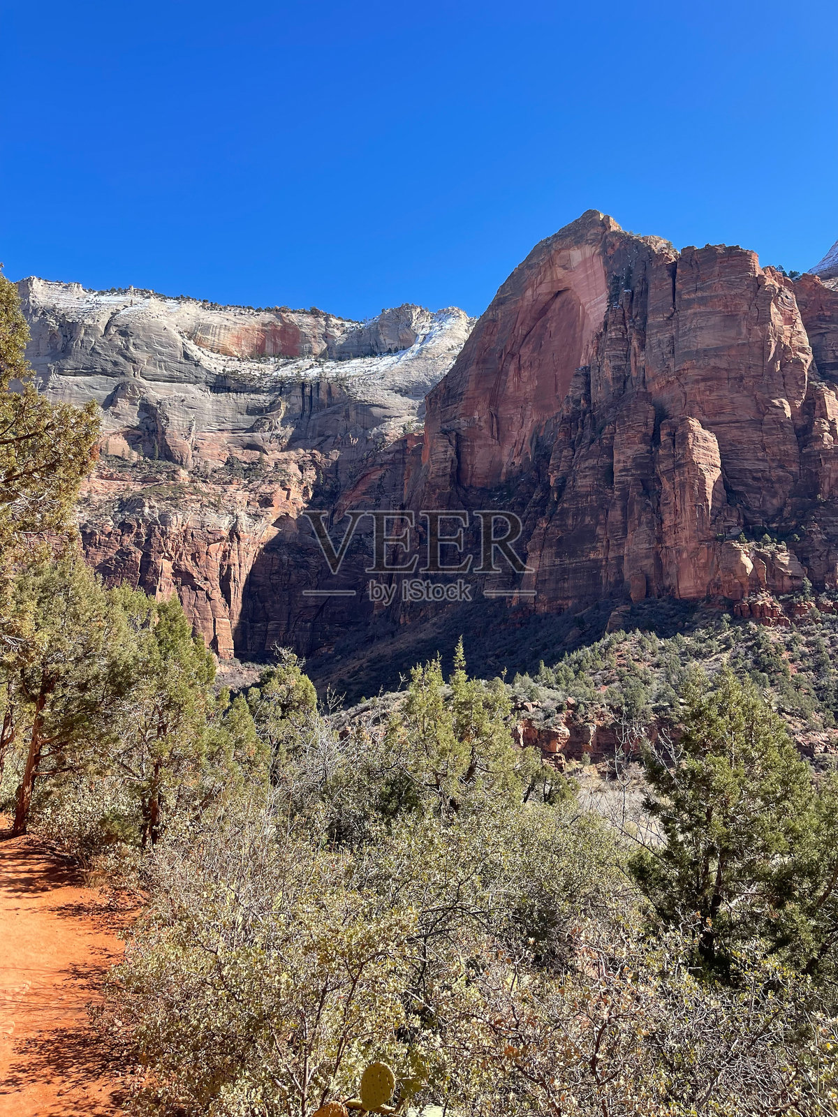 犹他州锡安国家公园的美丽山脉照片摄影图片