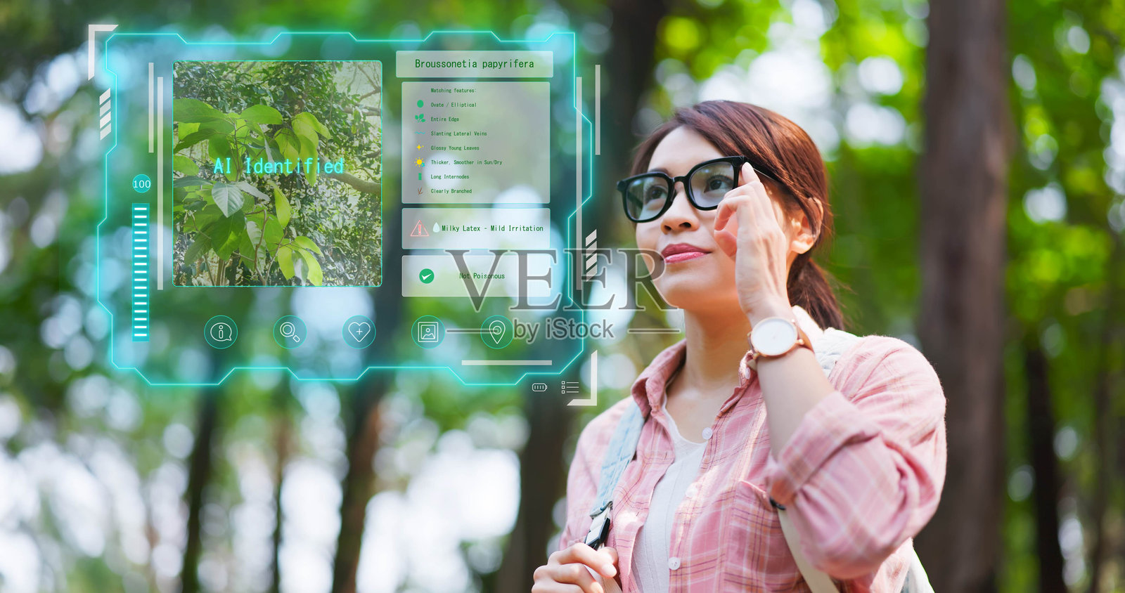 AI眼镜识别植物种类照片摄影图片
