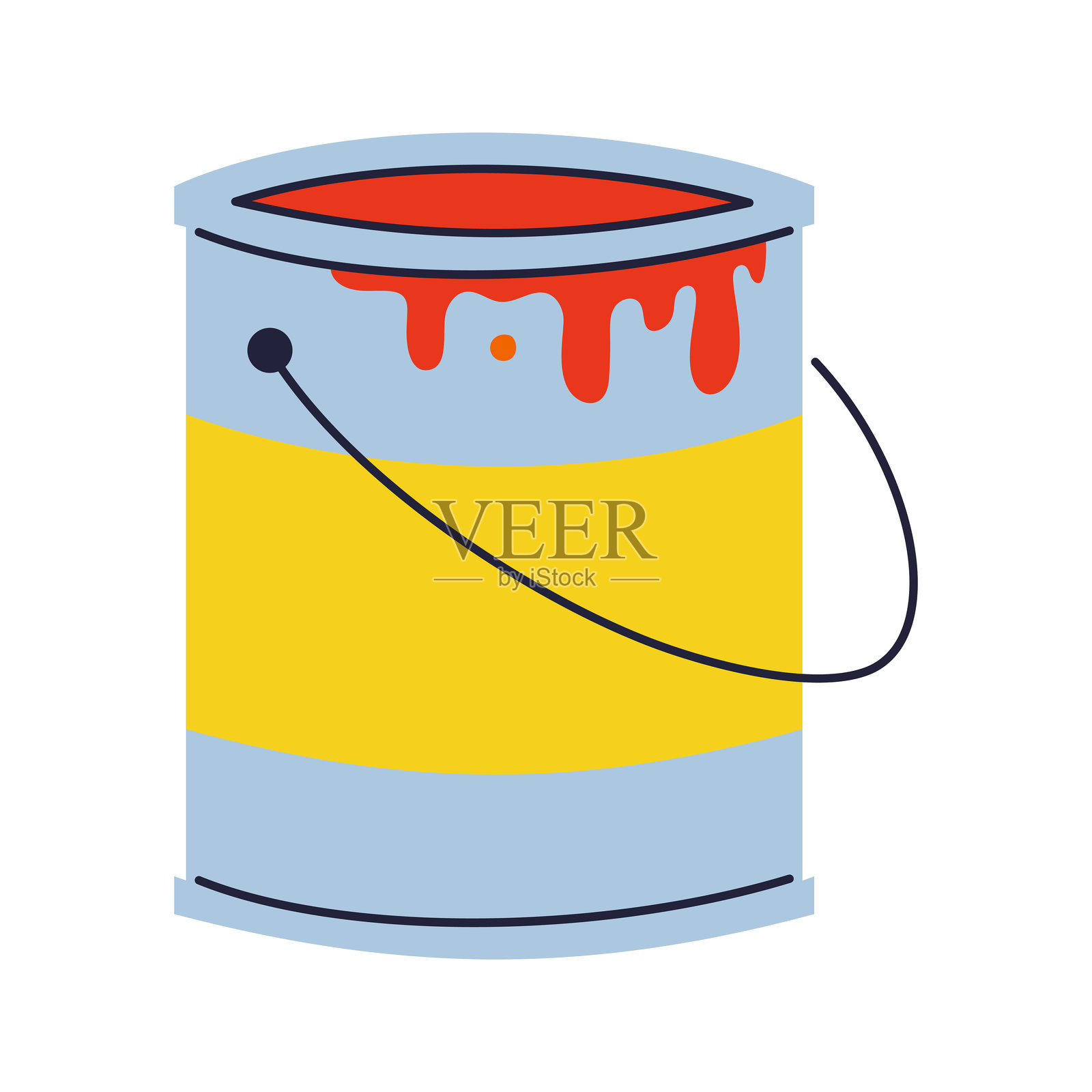 油漆桶矢量插图,罐装油漆专业工具修理设备设计插画图片素材