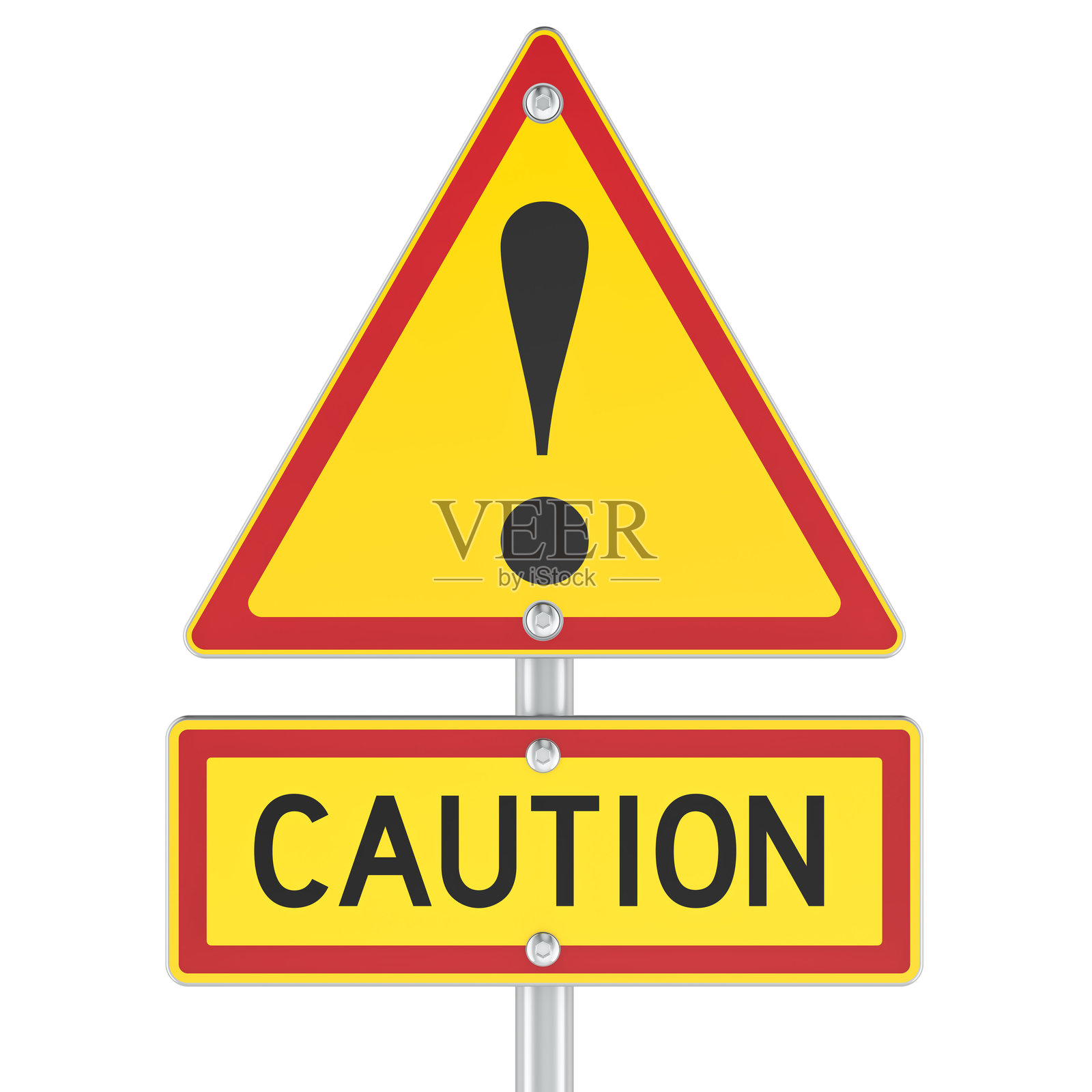 警告,注意道路标志。3D渲染照片摄影图片