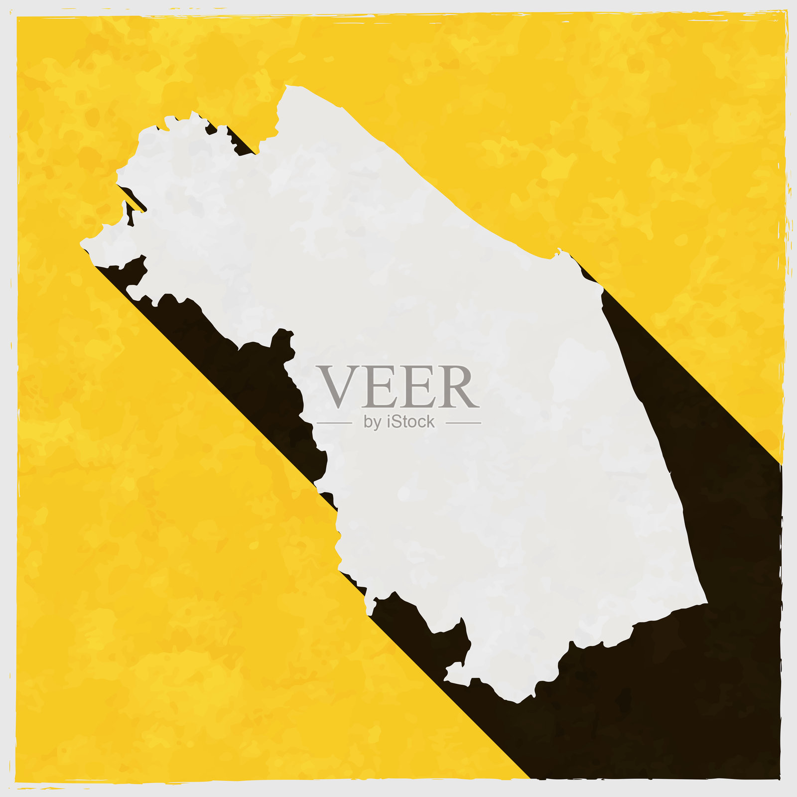Marche地图与纹理黄色背景上的长阴影插画图片素材
