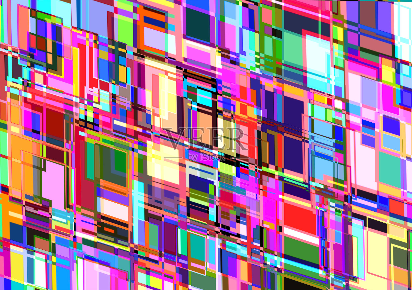 CG非人工智能抽象多彩几何矩形图案插画图片素材