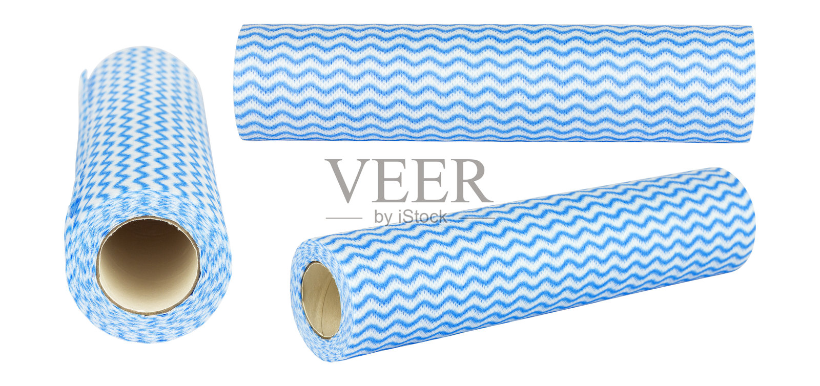 一组隔离背景的一次性厨房纸巾卷照片摄影图片