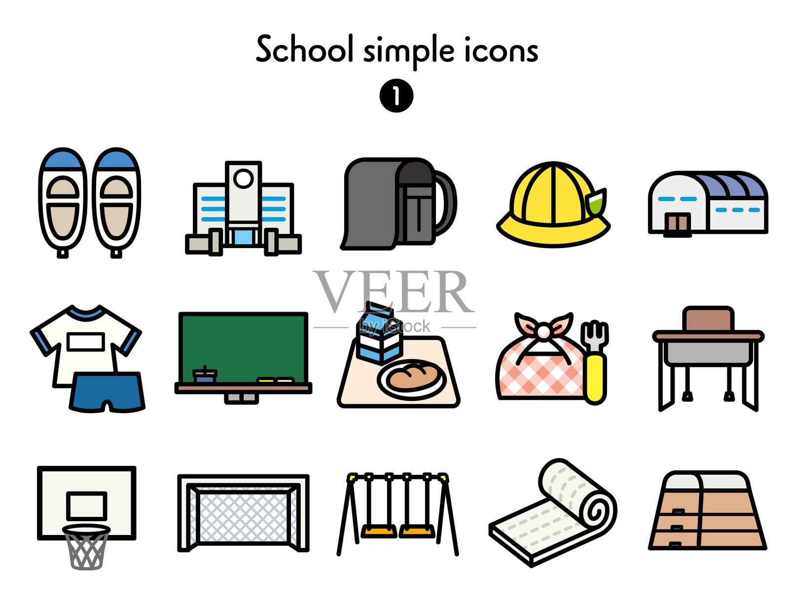 学校和小学图标集合插画图片素材