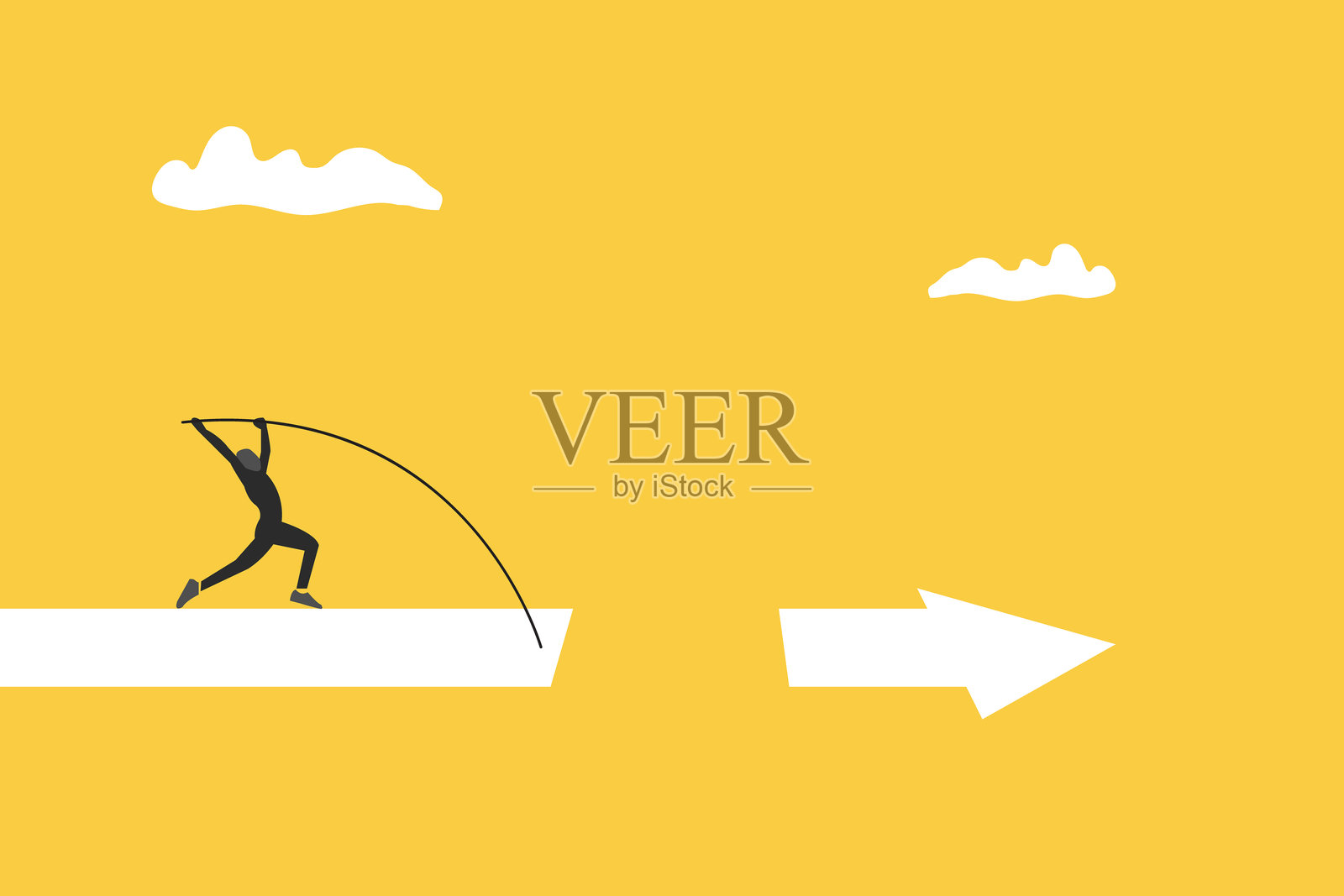 商人跳杆跳过间隙箭头。商业增长、收入和利润增加的概念。简约的Eps10插图插画图片素材