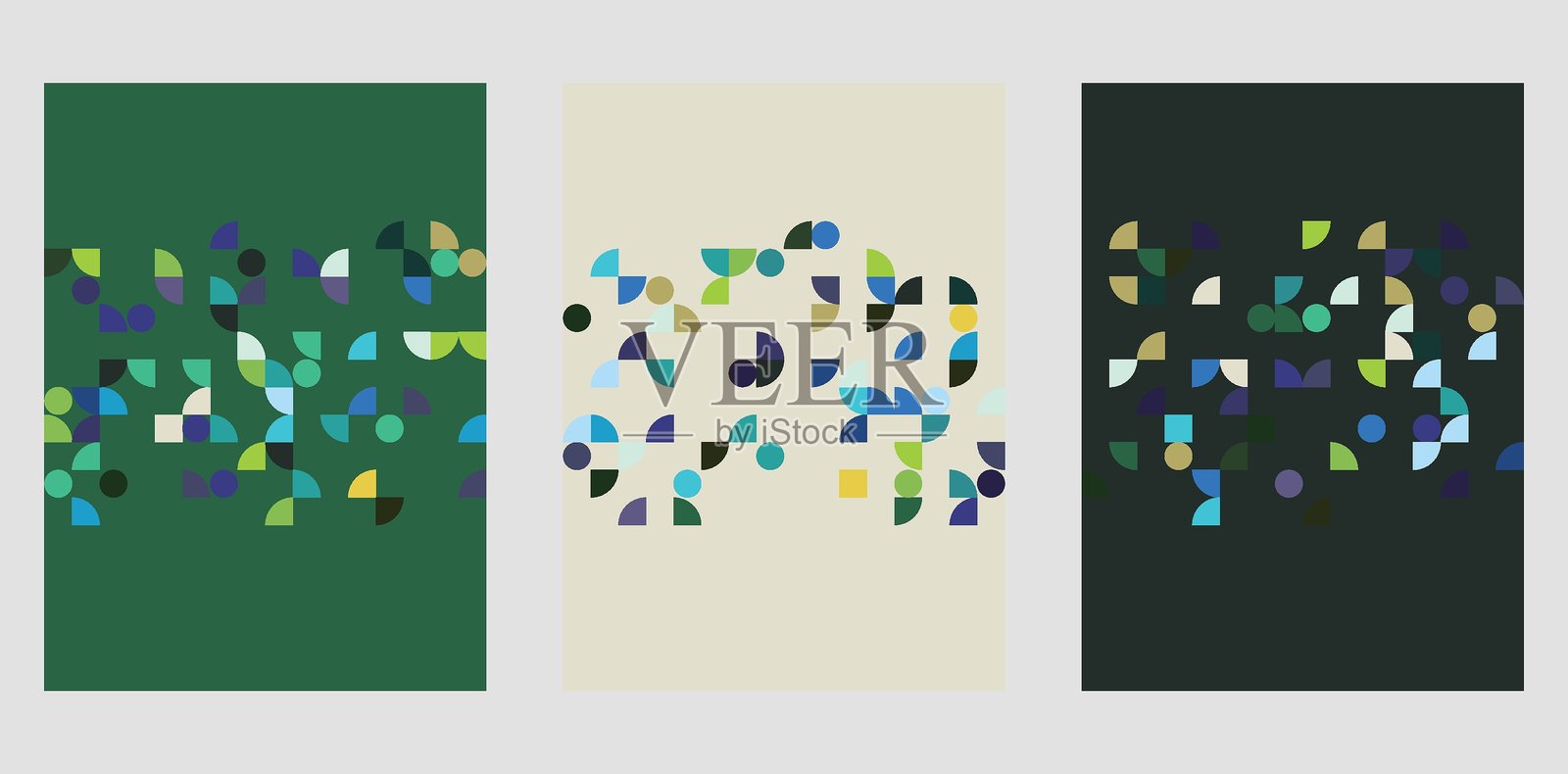 极简几何图案圆形与扇形背景集合插画图片素材