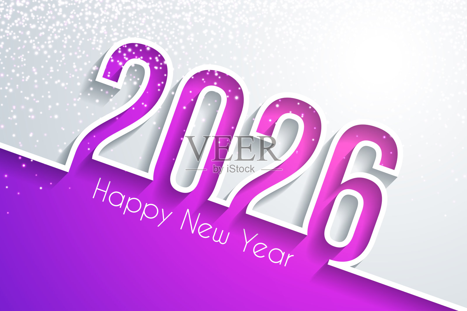 2026年快乐新年,金色闪光 - 白色背景插画图片素材