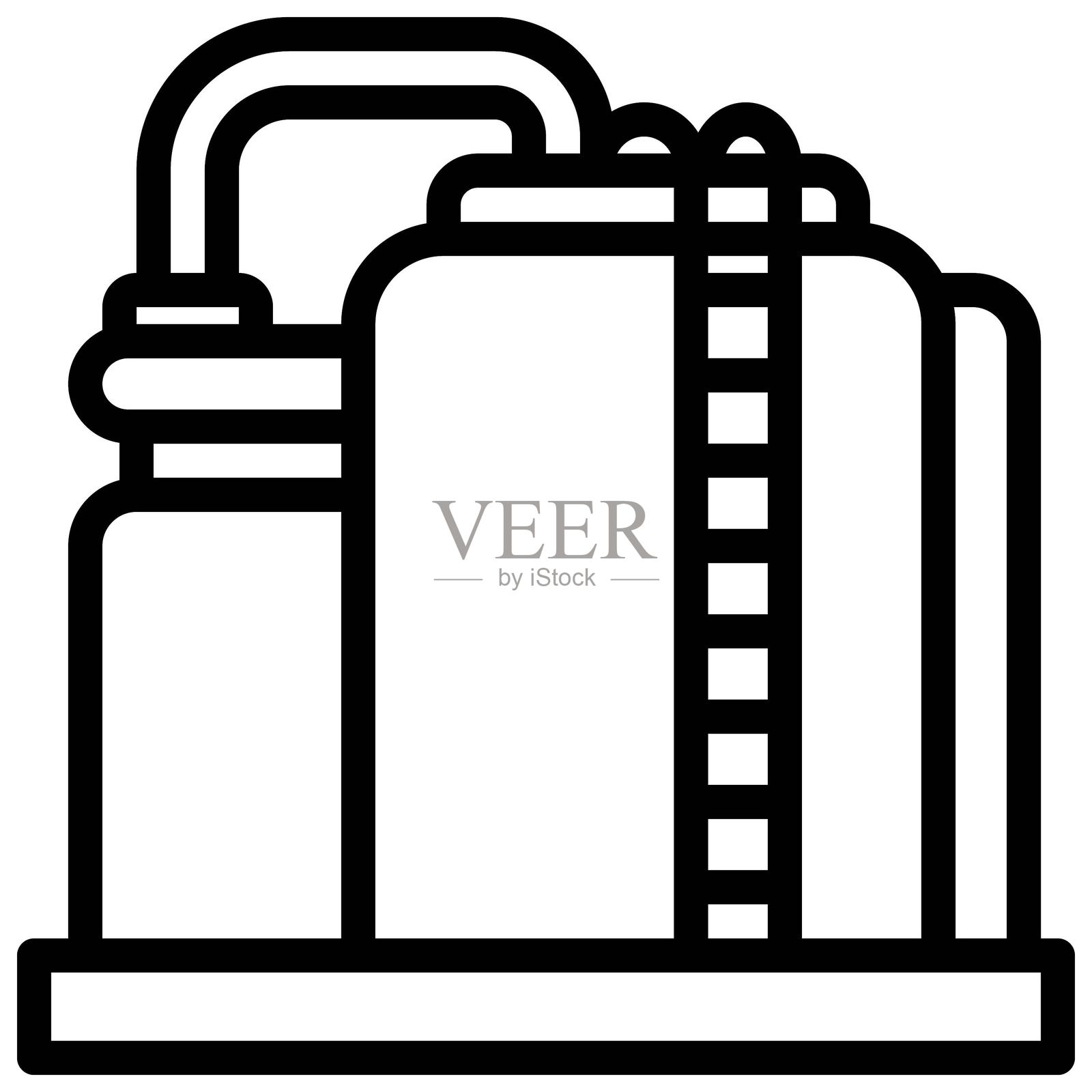 储罐图标,黑白轮廓图标矢量。插画图片素材