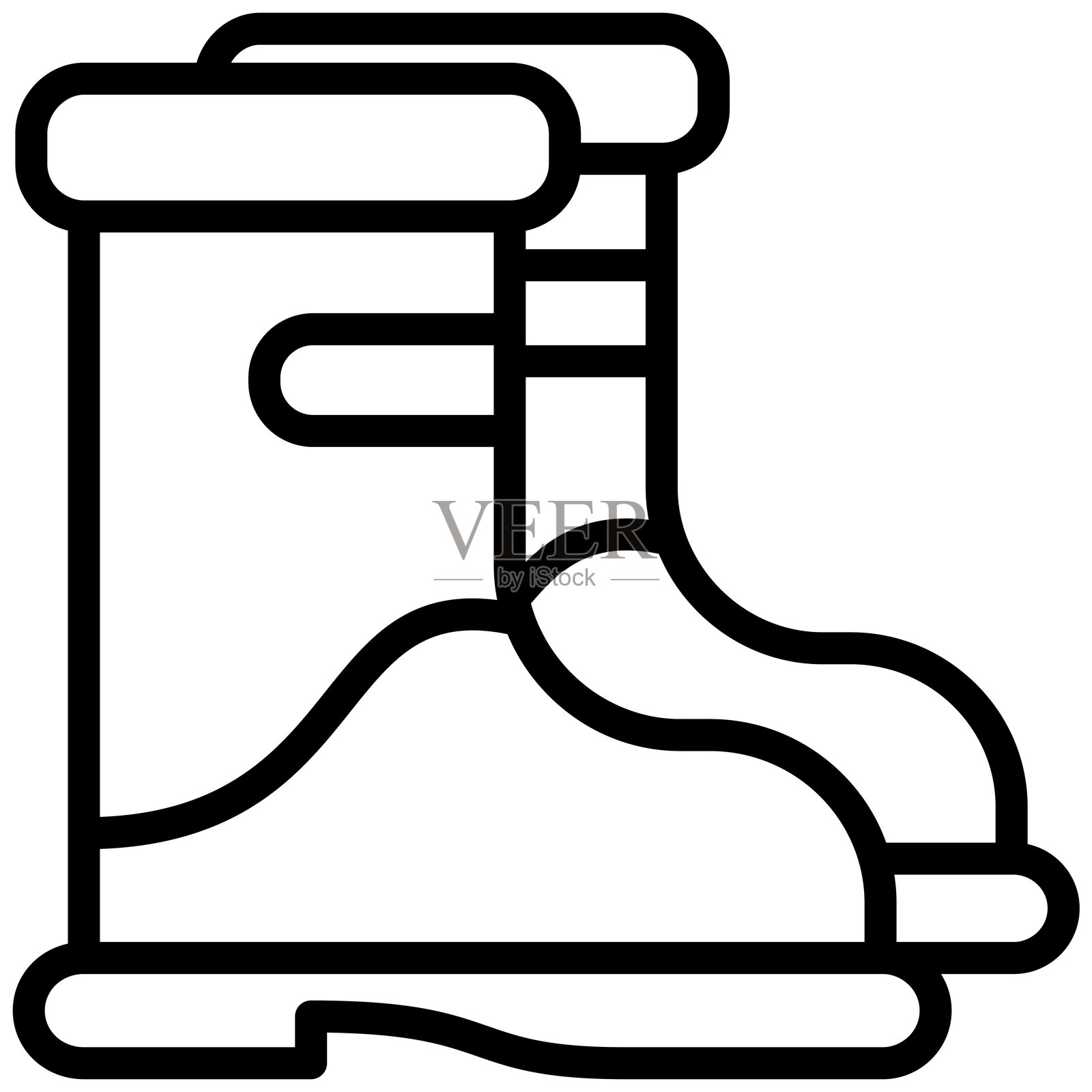 雨靴图标,黑白轮廓图标矢量。插画图片素材