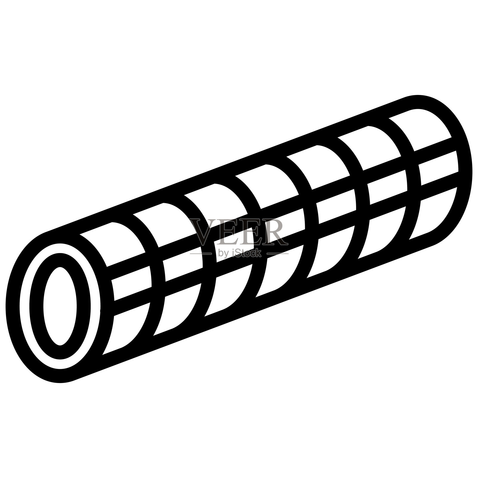 健身泡沫滚轮图标,黑白轮廓图标矢量。插画图片素材