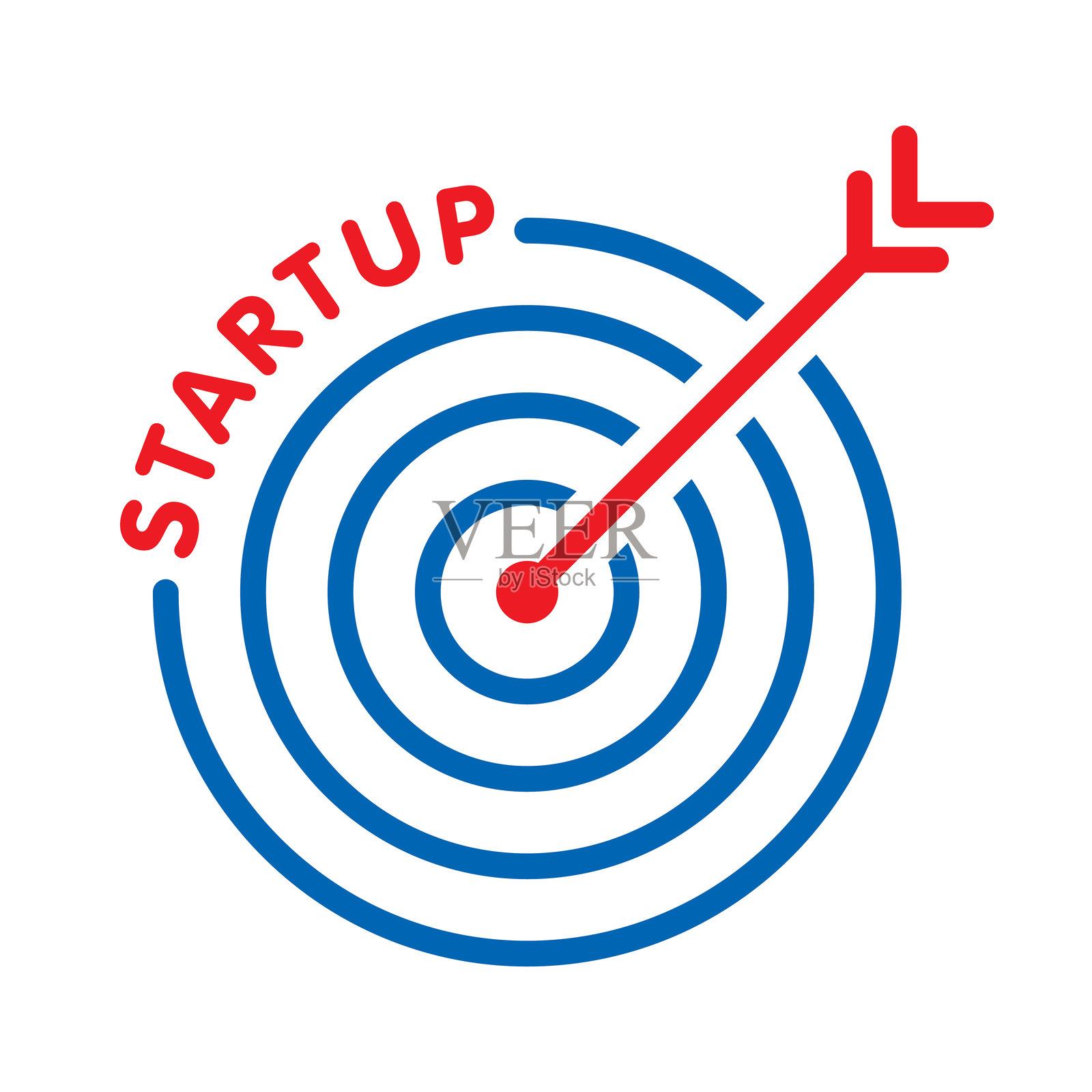 创业蓝色飞镖和红色箭头标志。创业概念插画图片素材