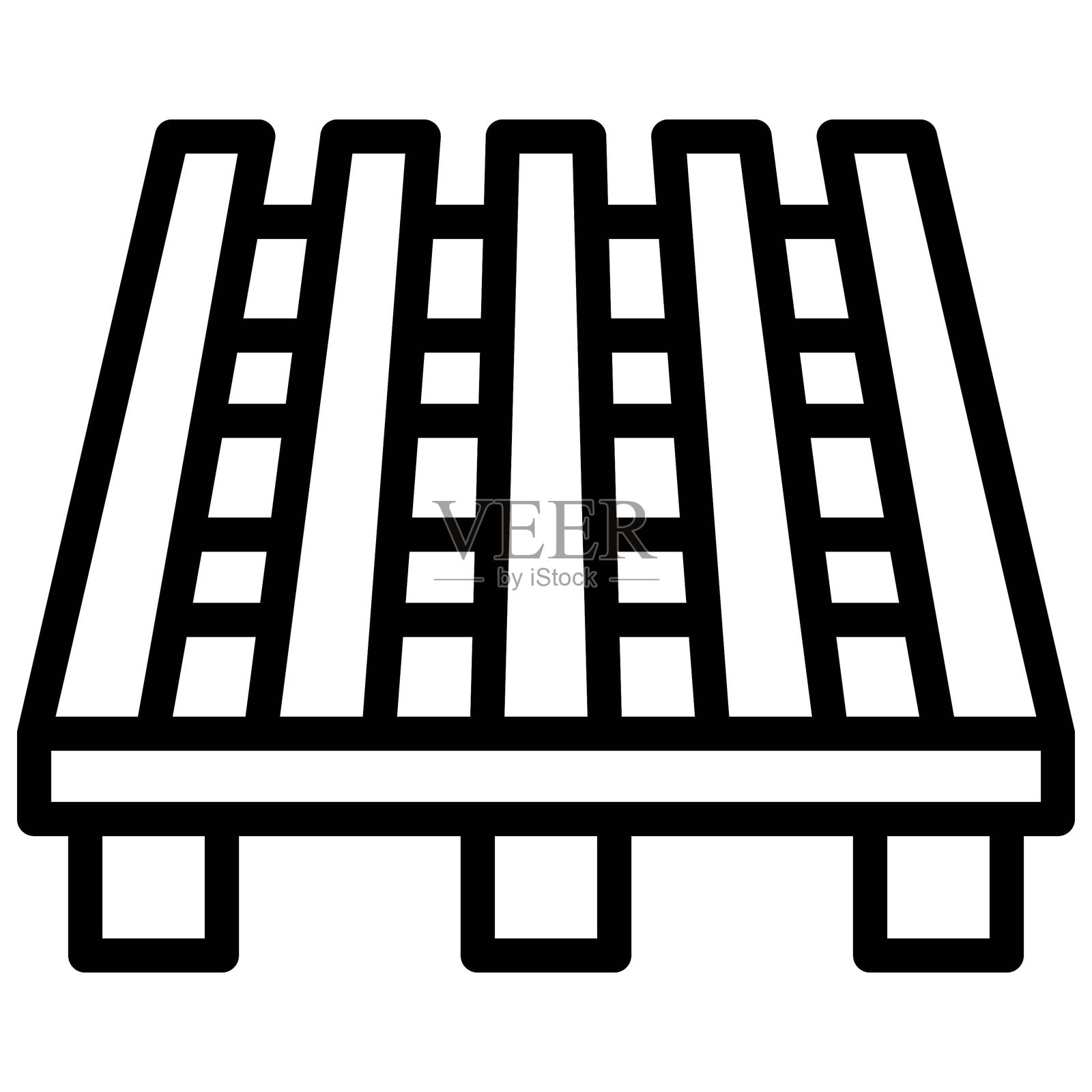 木托盘图标,黑白轮廓图标矢量。插画图片素材