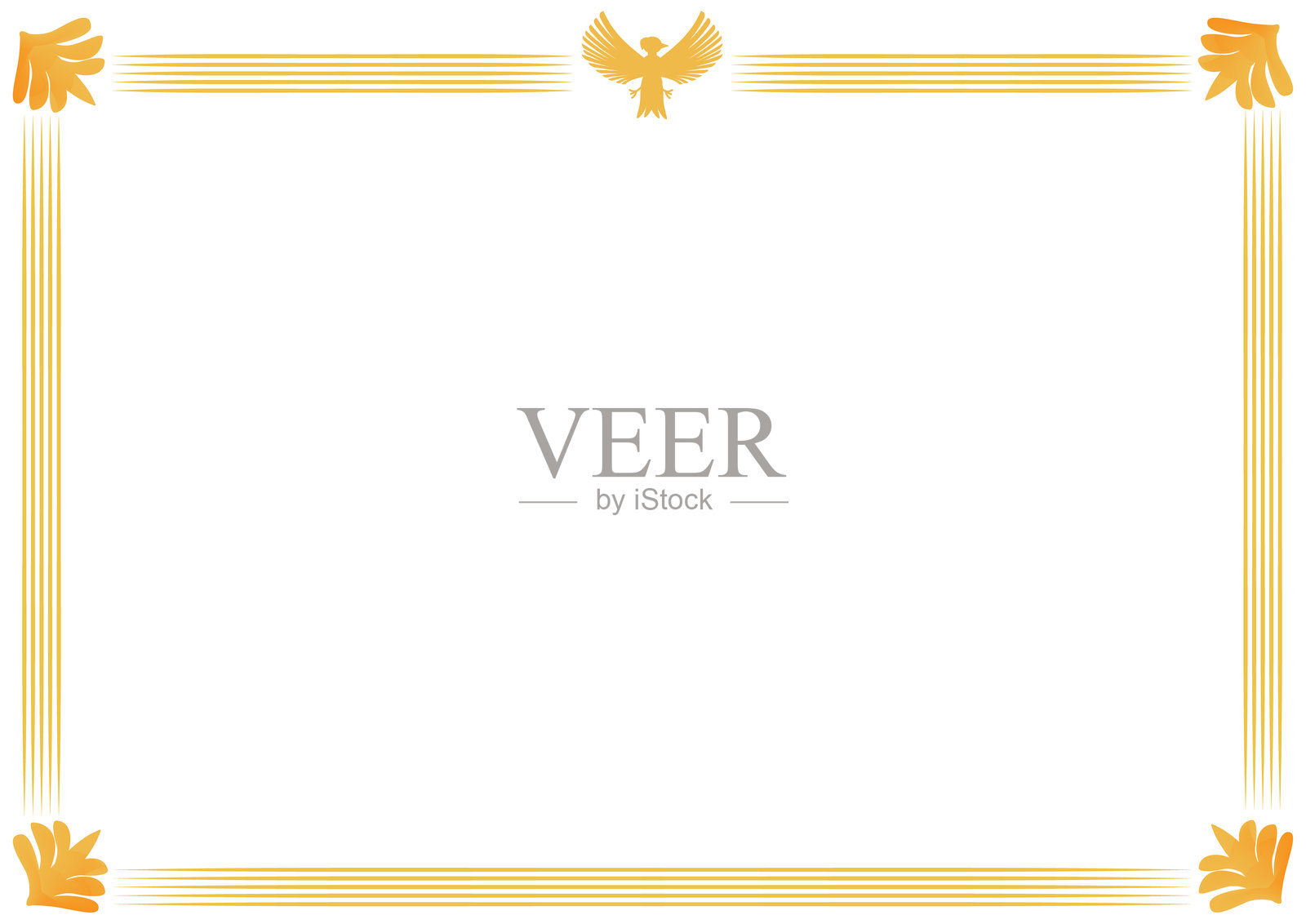 一个简单的横向证书框,带有凤凰插图插画图片素材