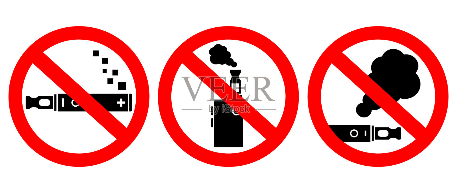 禁止电子烟吸烟的矢量标志,电子烟禁令插画图片素材