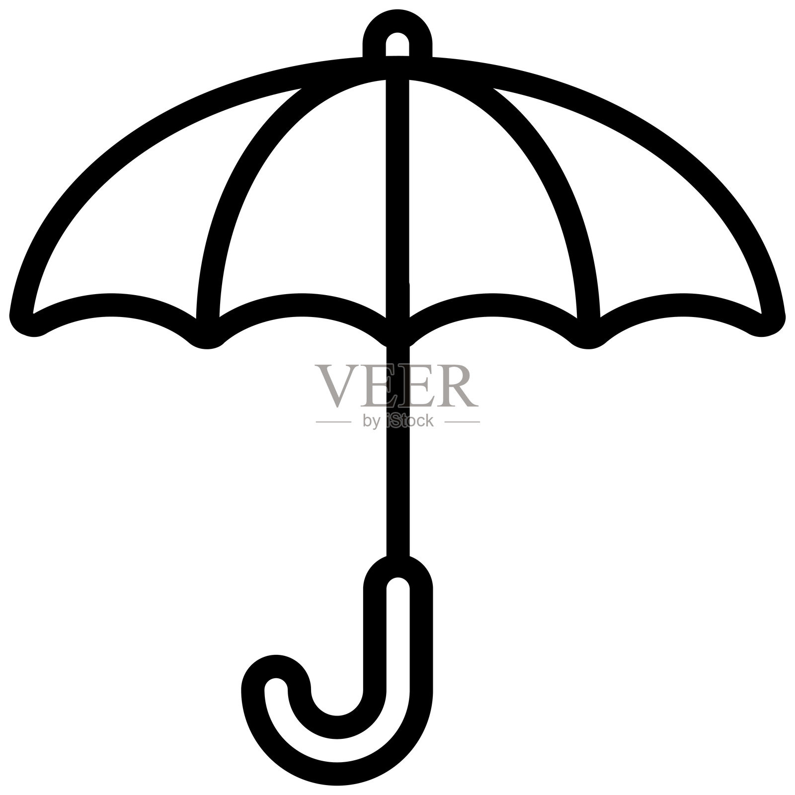 黑白轮廓伞图标矢量图。插画图片素材