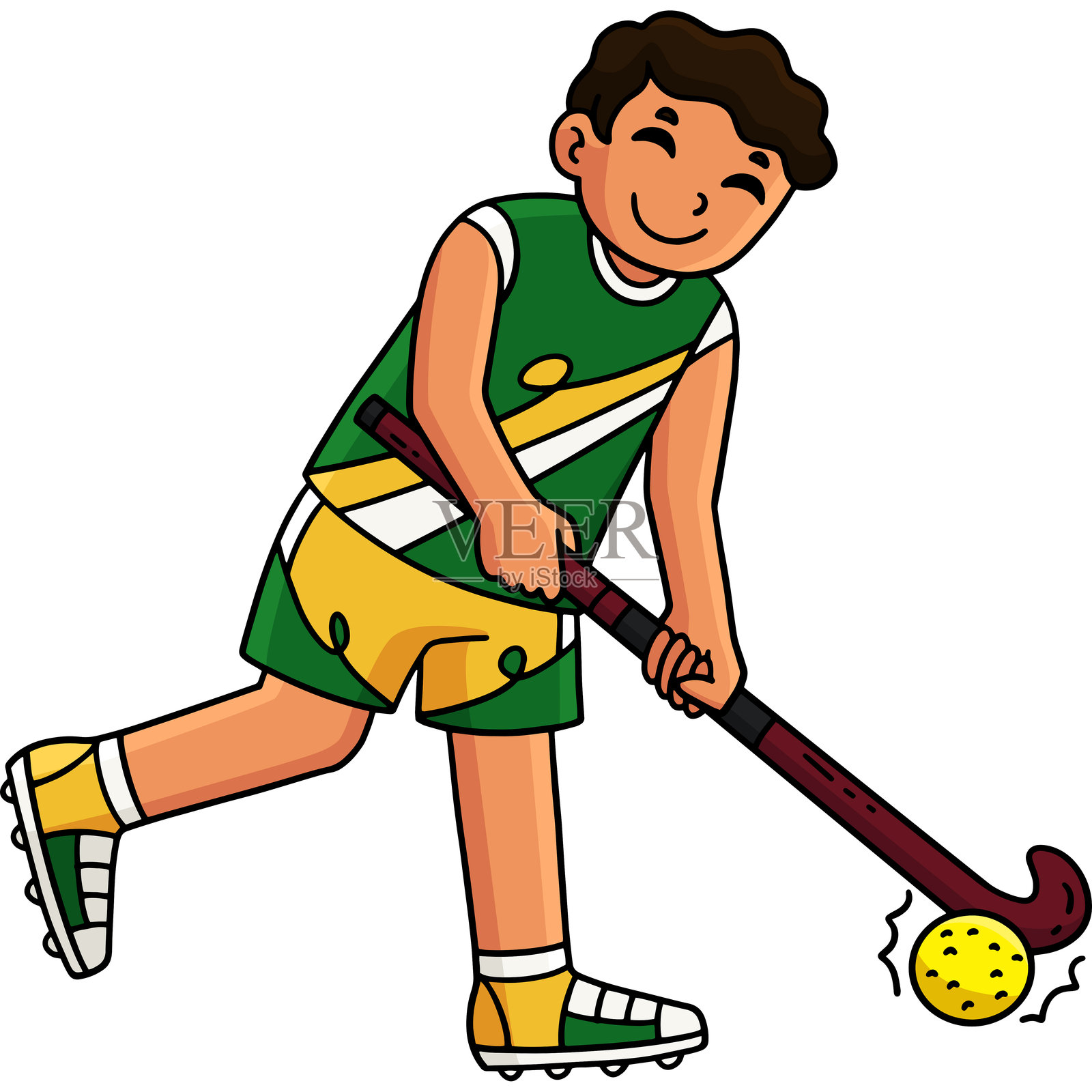 男子曲棍球运动员指挥球的剪贴画插画图片素材