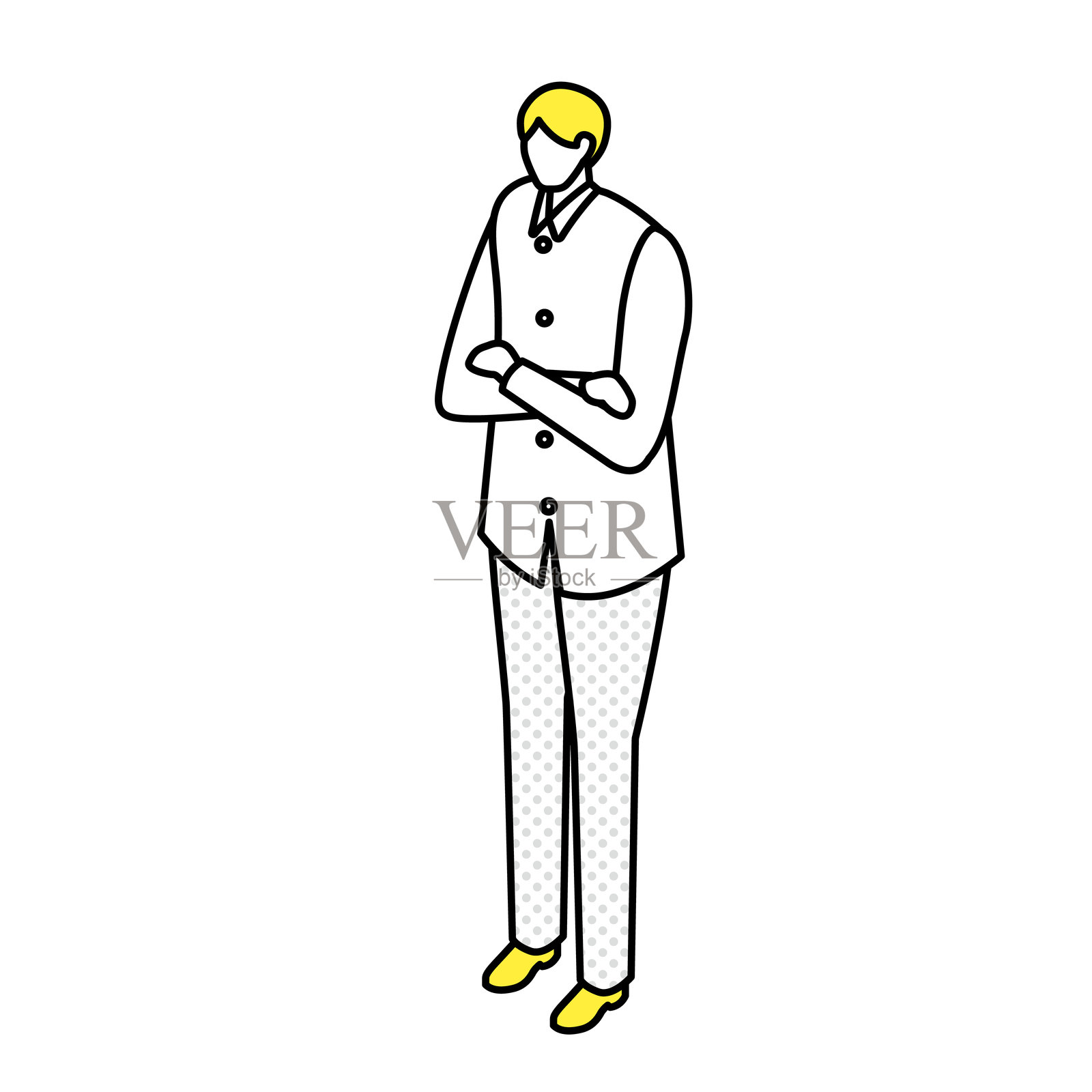 一个双臂交叉站立的男人插图插画图片素材