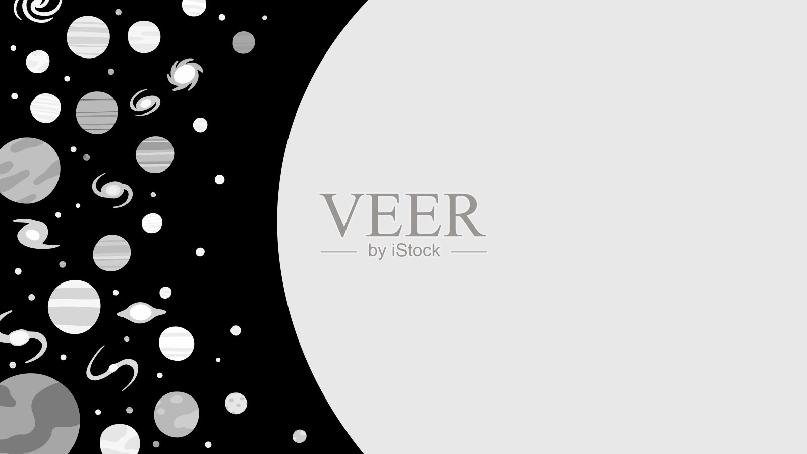 宇宙空间手绘矢量框侧面单色插画图片素材