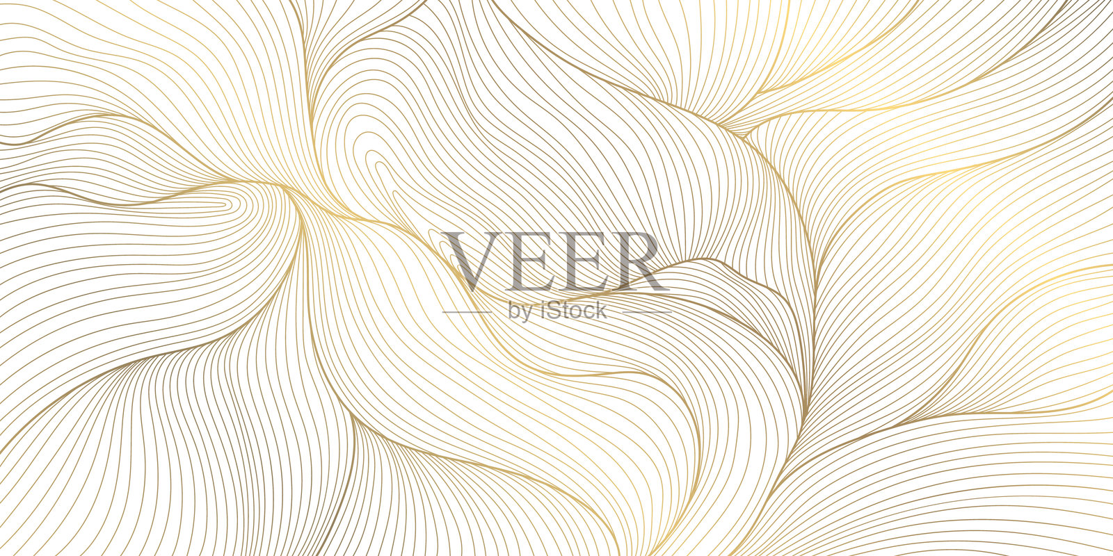 矢量金色波浪背景,流畅优雅的奢华有机图案。柔和流动的动态海洋图形,闪亮的抽象装饰,丝绸高级壁纸。插画图片素材