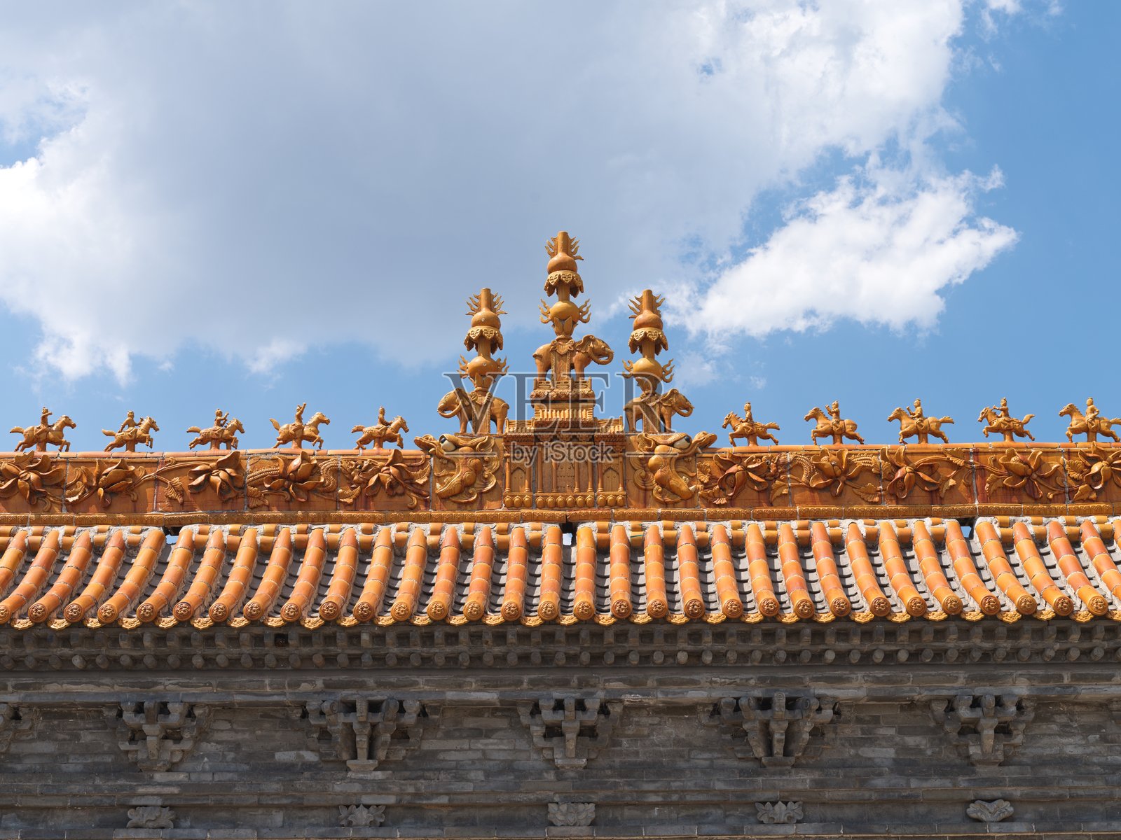 中国山西省介休市后土庙的建筑风格照片摄影图片