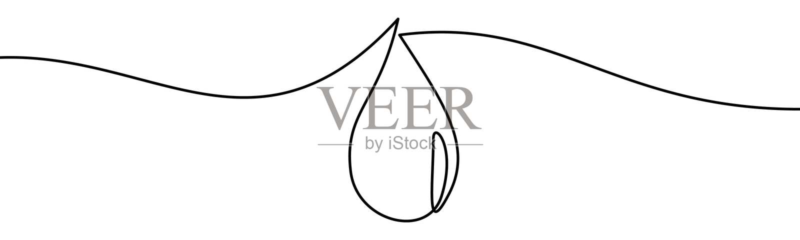 水滴。生态、纯净、自然、可持续性和自然资源保护的象征,连续线条风格的矢量插图。插画图片素材