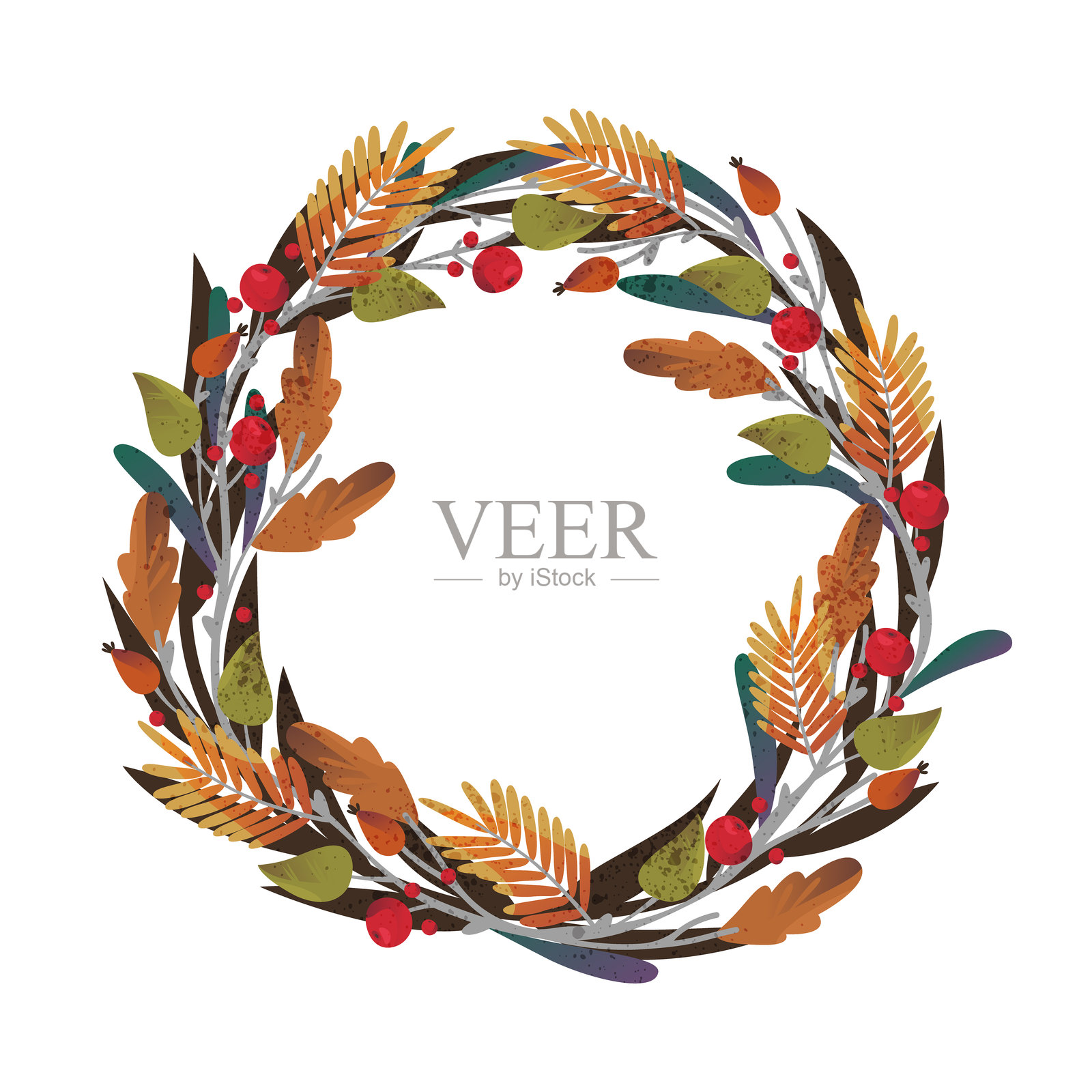 秋季花环背景。矢量秋叶。插画图片素材