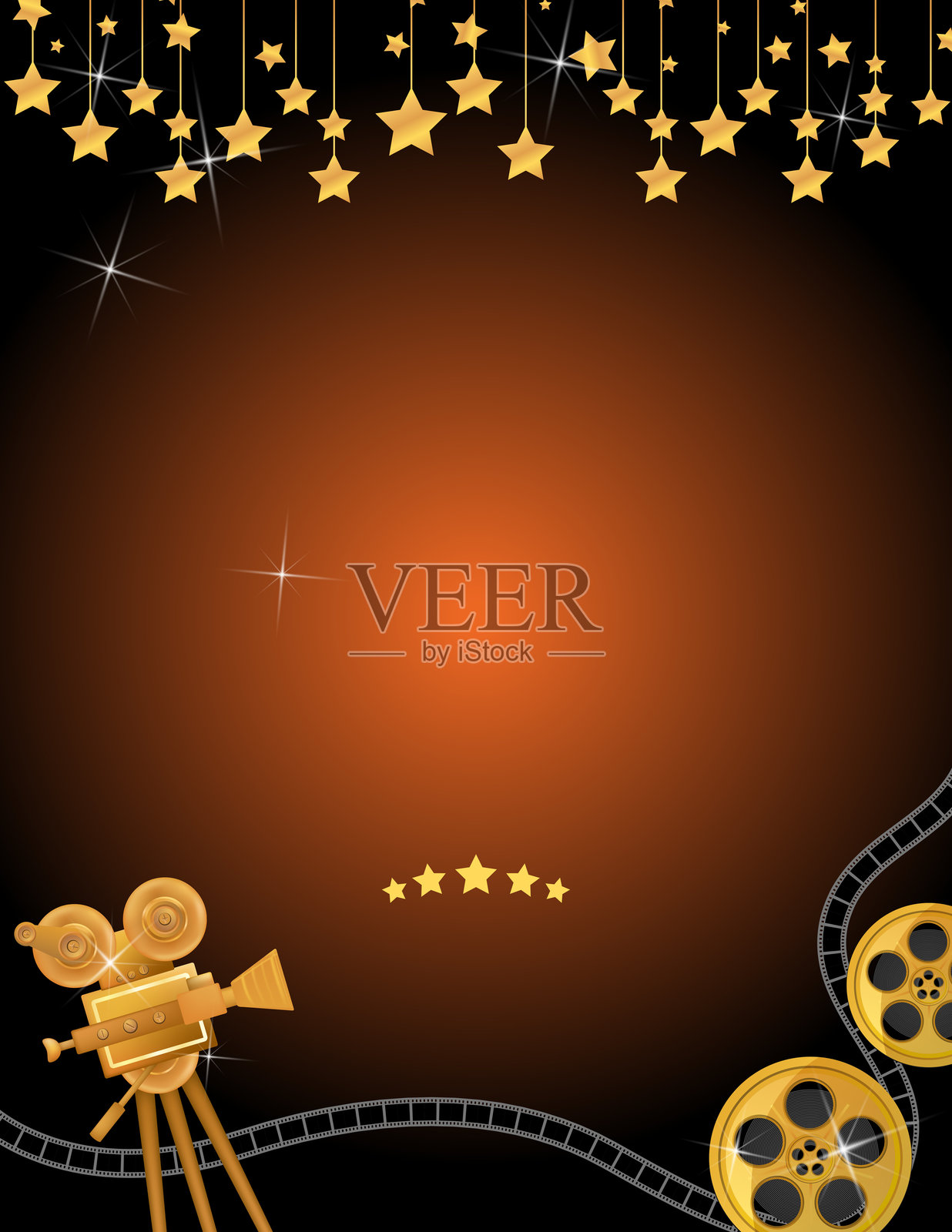 电影颁奖夜背景模板 - 橙色插画图片素材