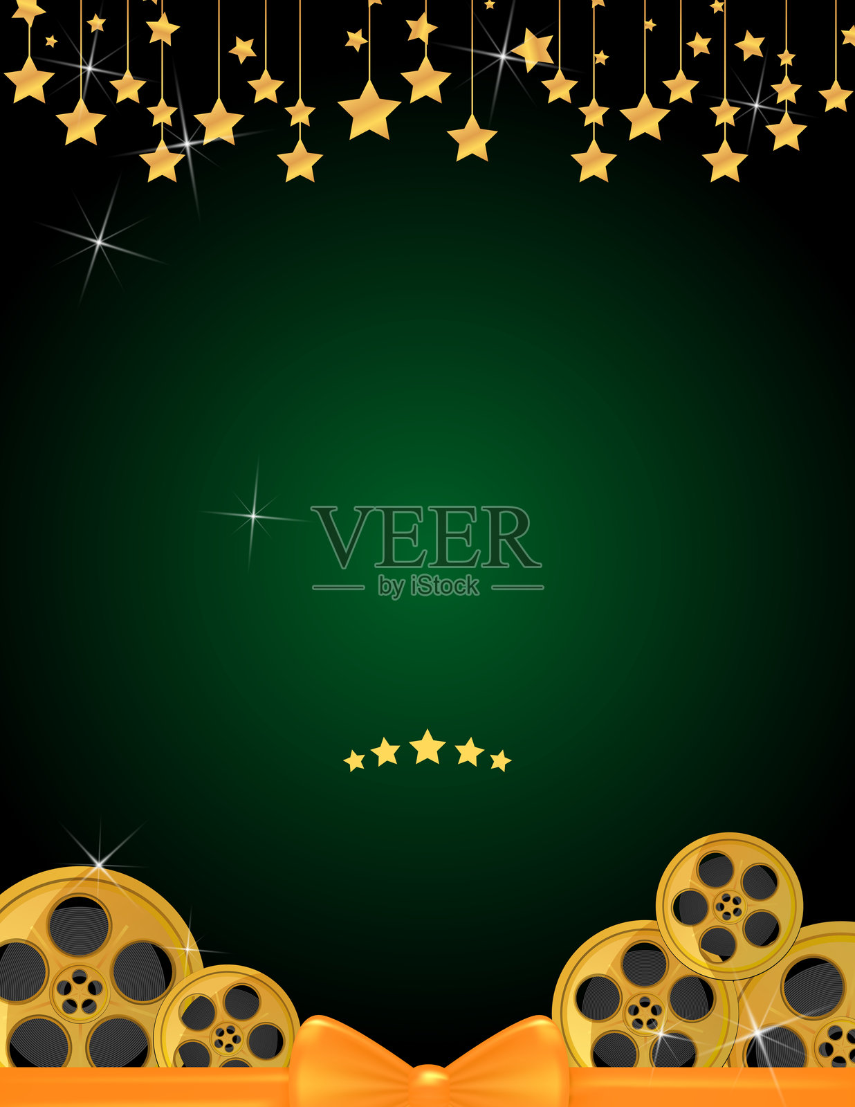 电影颁奖典礼背景模板 - 绿色插画图片素材