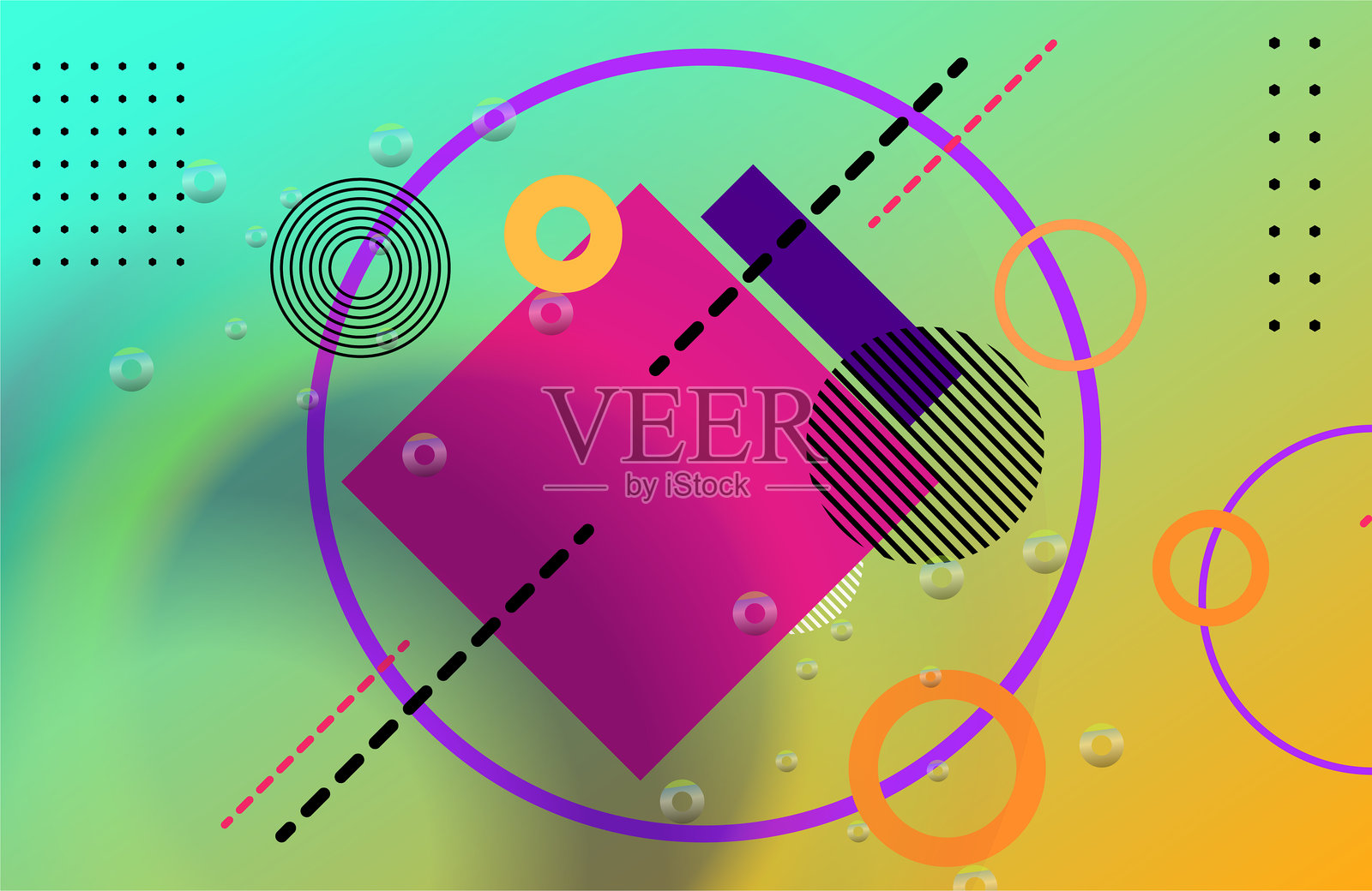 现代抽象几何背景,带有多彩的形状和图案插画图片素材